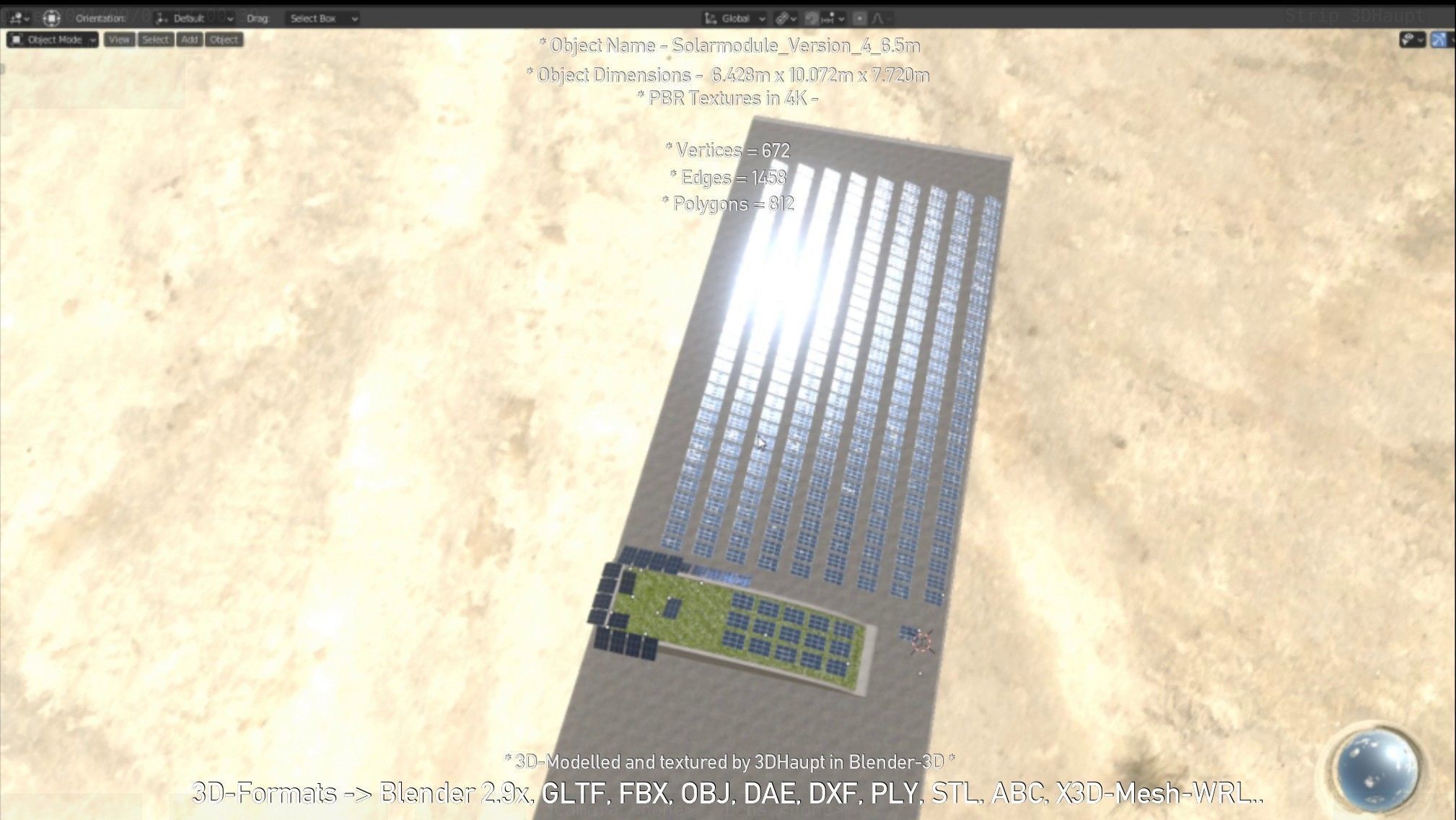 Solarmodule Version 4 - 6500mm Low-poly 3D model_99