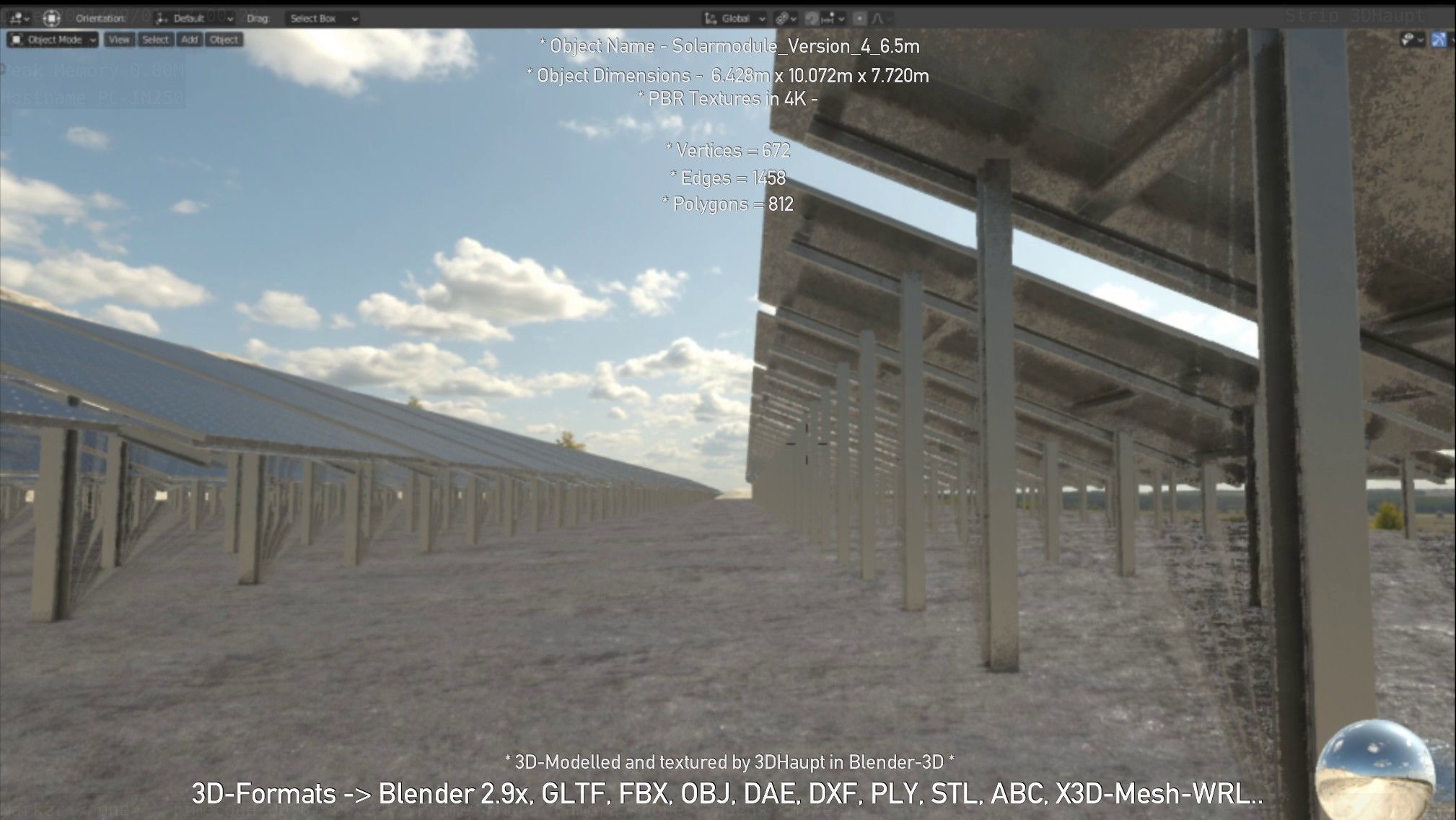 Solarmodule Version 4 - 6500mm Low-poly 3D model_94