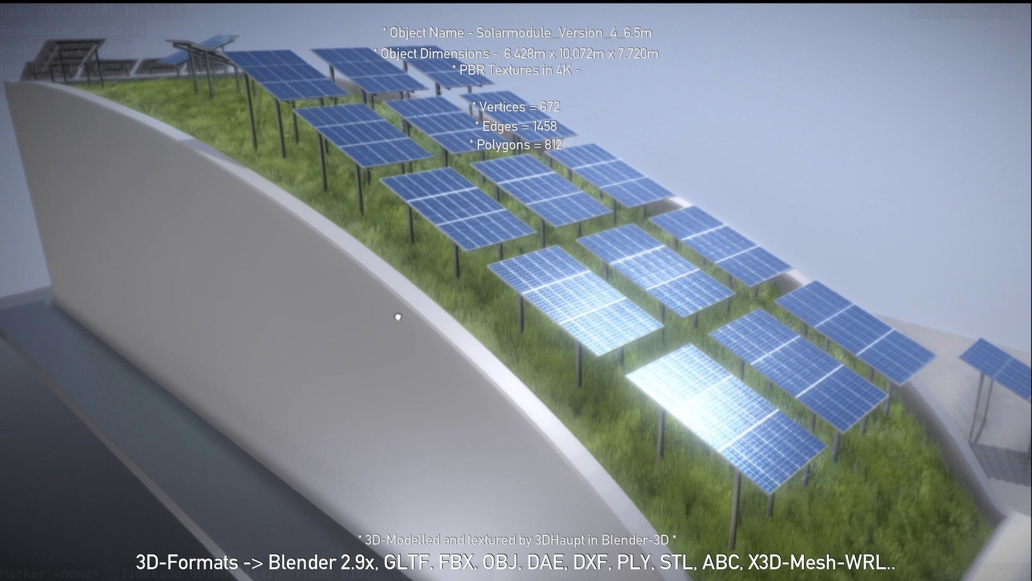 Solarmodule Version 4 - 6500mm Low-poly 3D model_41