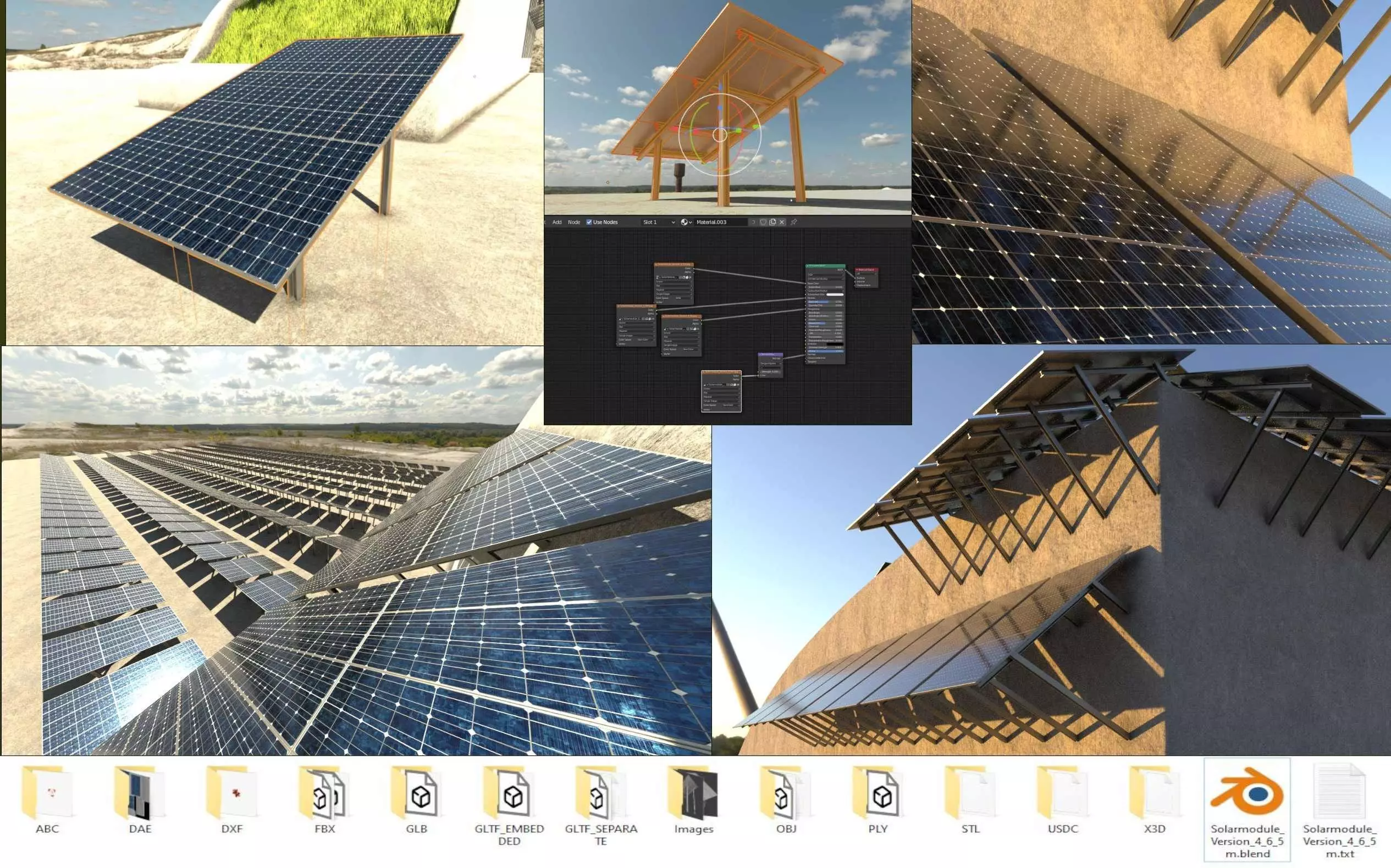 Solarmodule Version 4 - 6500mm Low-poly 3D model_0