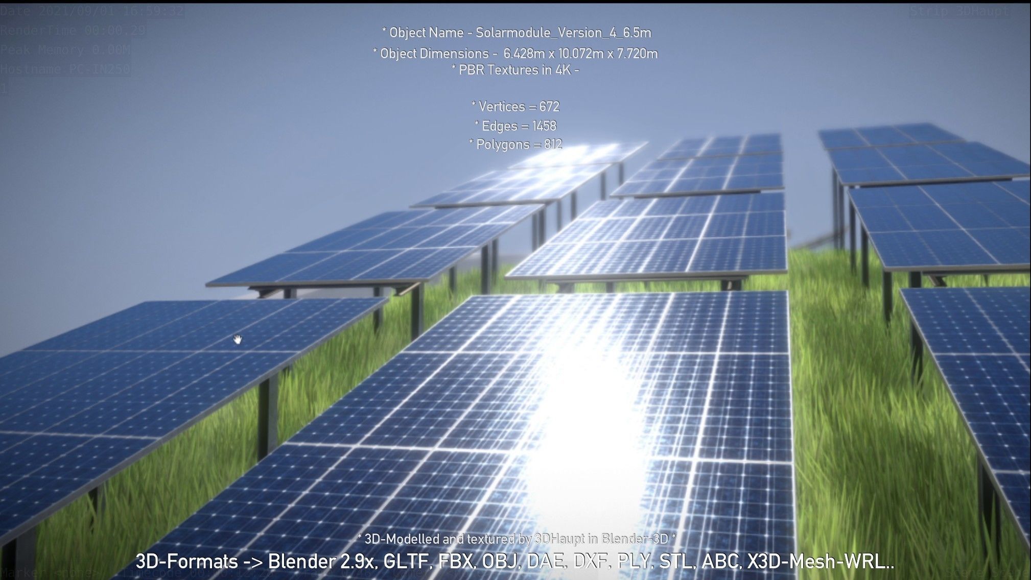 Solarmodule Version 4 - 6500mm Low-poly 3D model_77