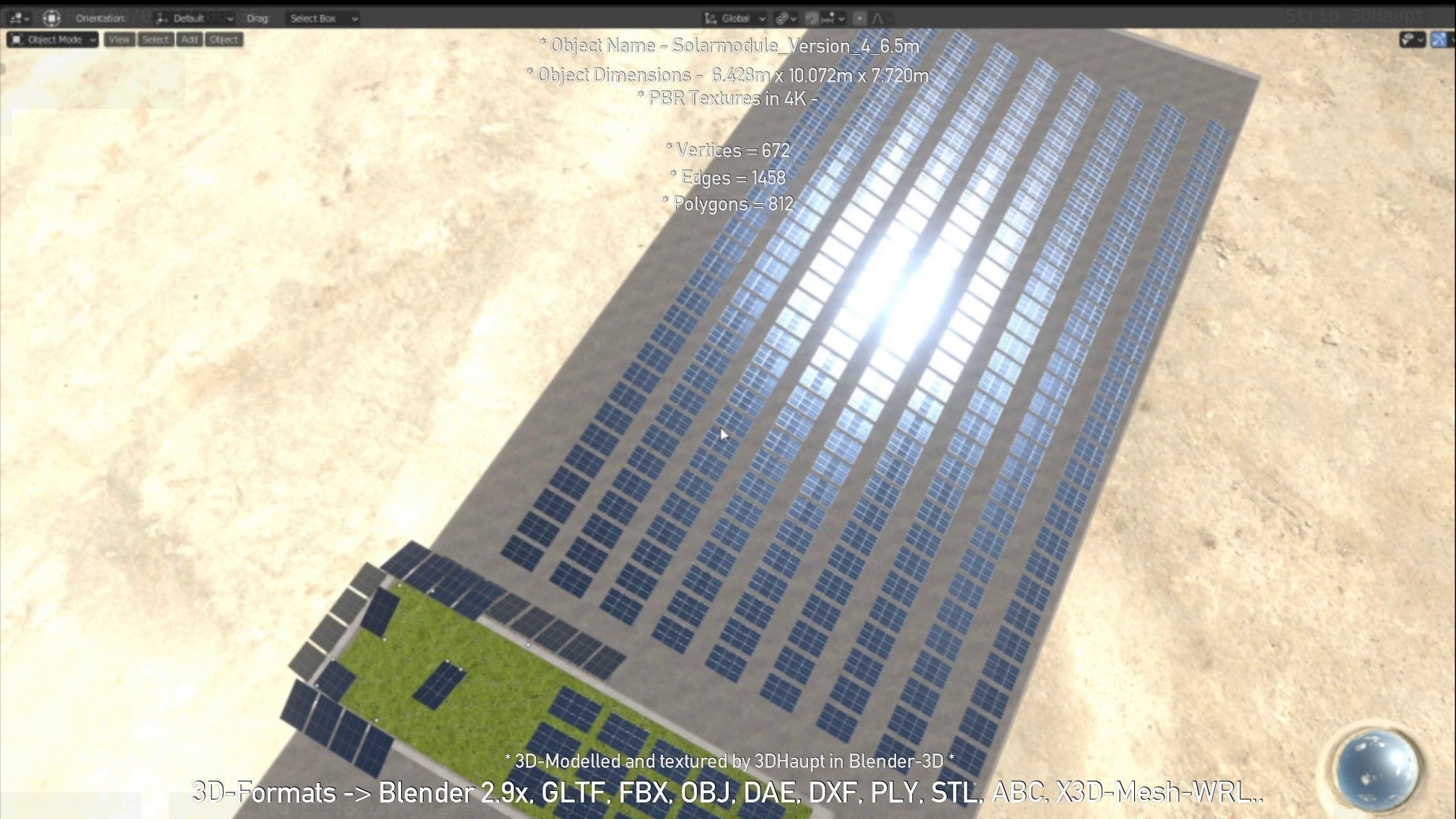 Solarmodule Version 4 - 6500mm Low-poly 3D model_60