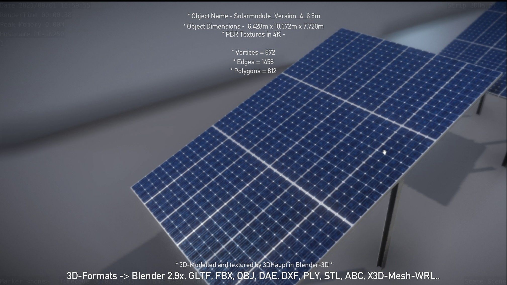 Solarmodule Version 4 - 6500mm Low-poly 3D model_90