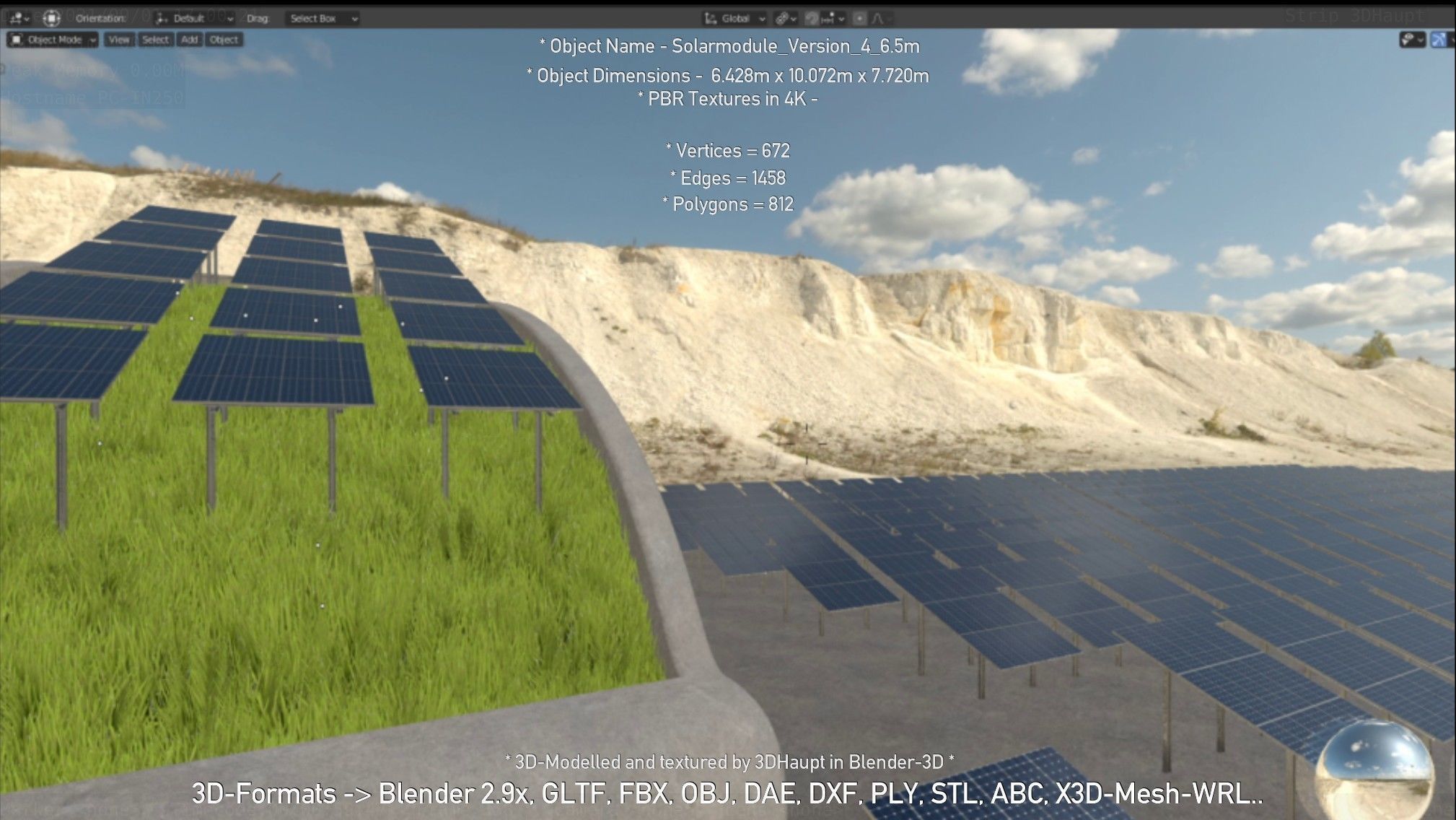 Solarmodule Version 4 - 6500mm Low-poly 3D model_55