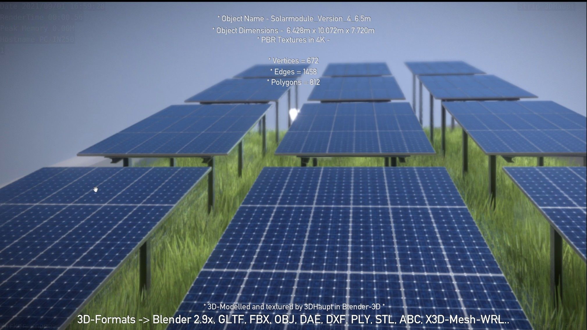 Solarmodule Version 4 - 6500mm Low-poly 3D model_81