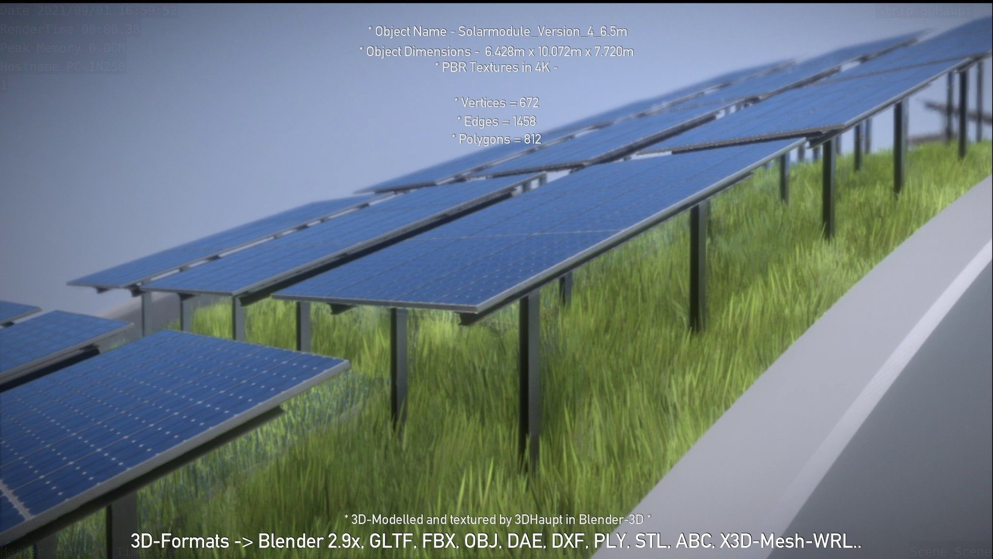 Solarmodule Version 4 - 6500mm Low-poly 3D model_33
