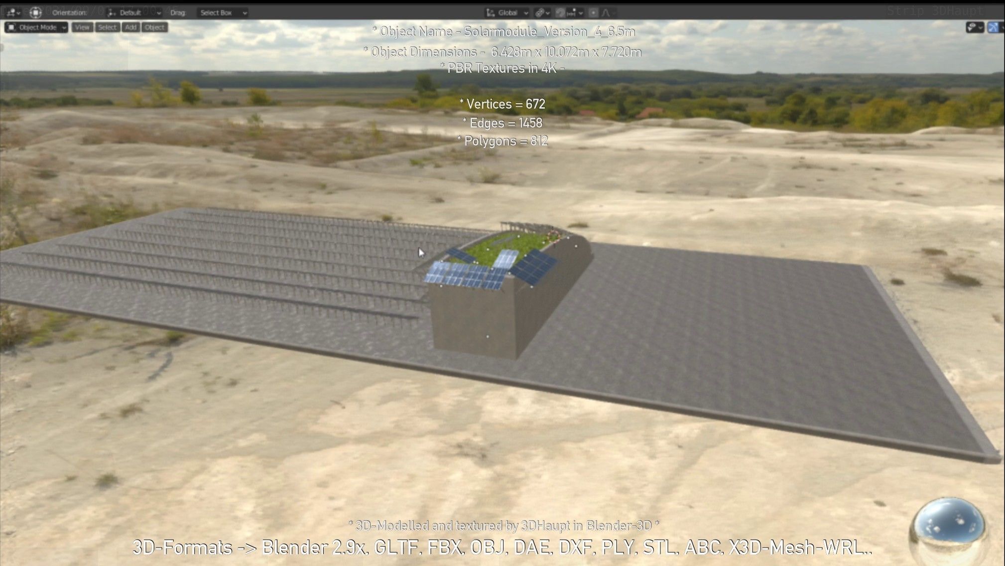Solarmodule Version 4 - 6500mm Low-poly 3D model_116