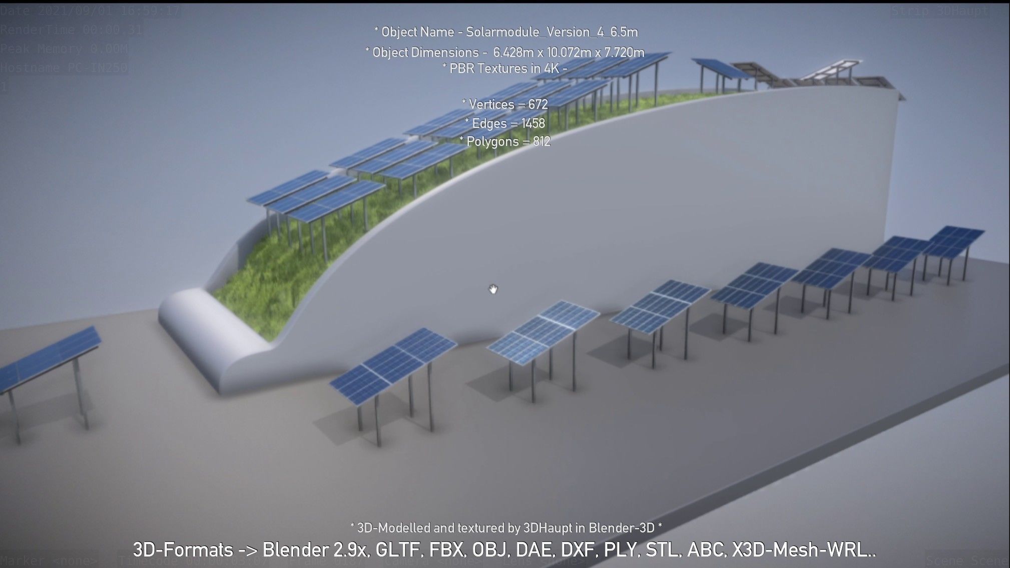 Solarmodule Version 4 - 6500mm Low-poly 3D model_24