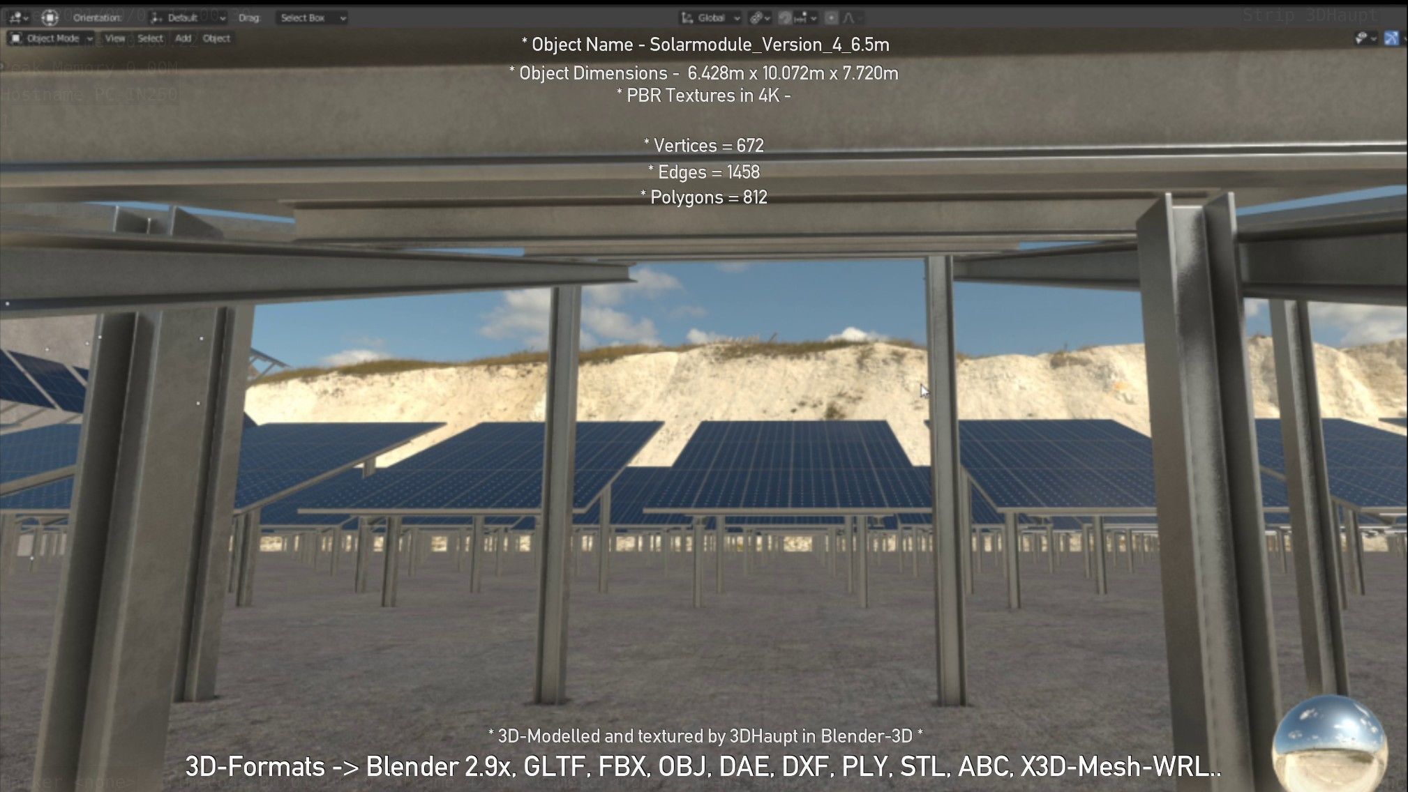 Solarmodule Version 4 - 6500mm Low-poly 3D model_53