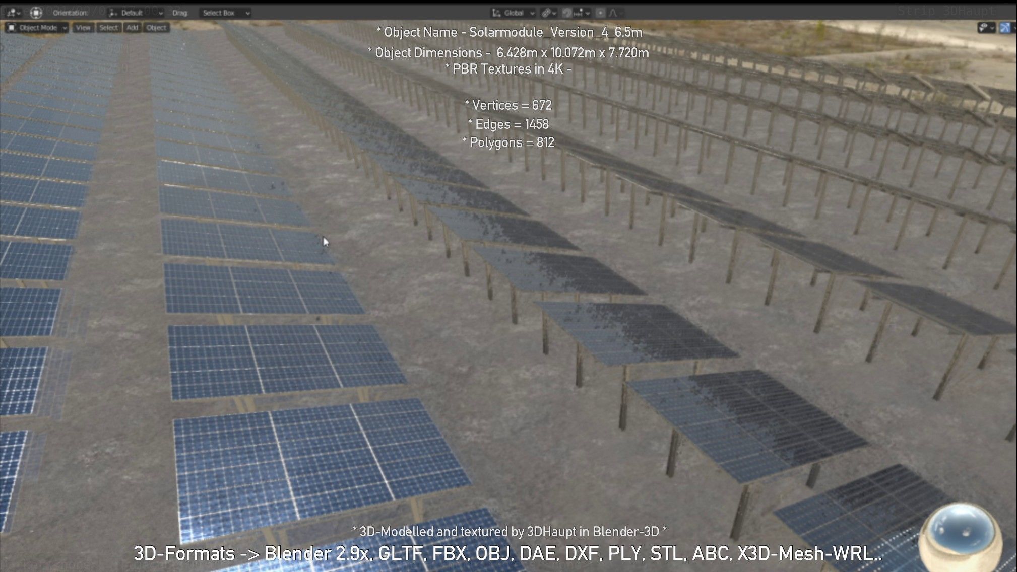 Solarmodule Version 4 - 6500mm Low-poly 3D model_113