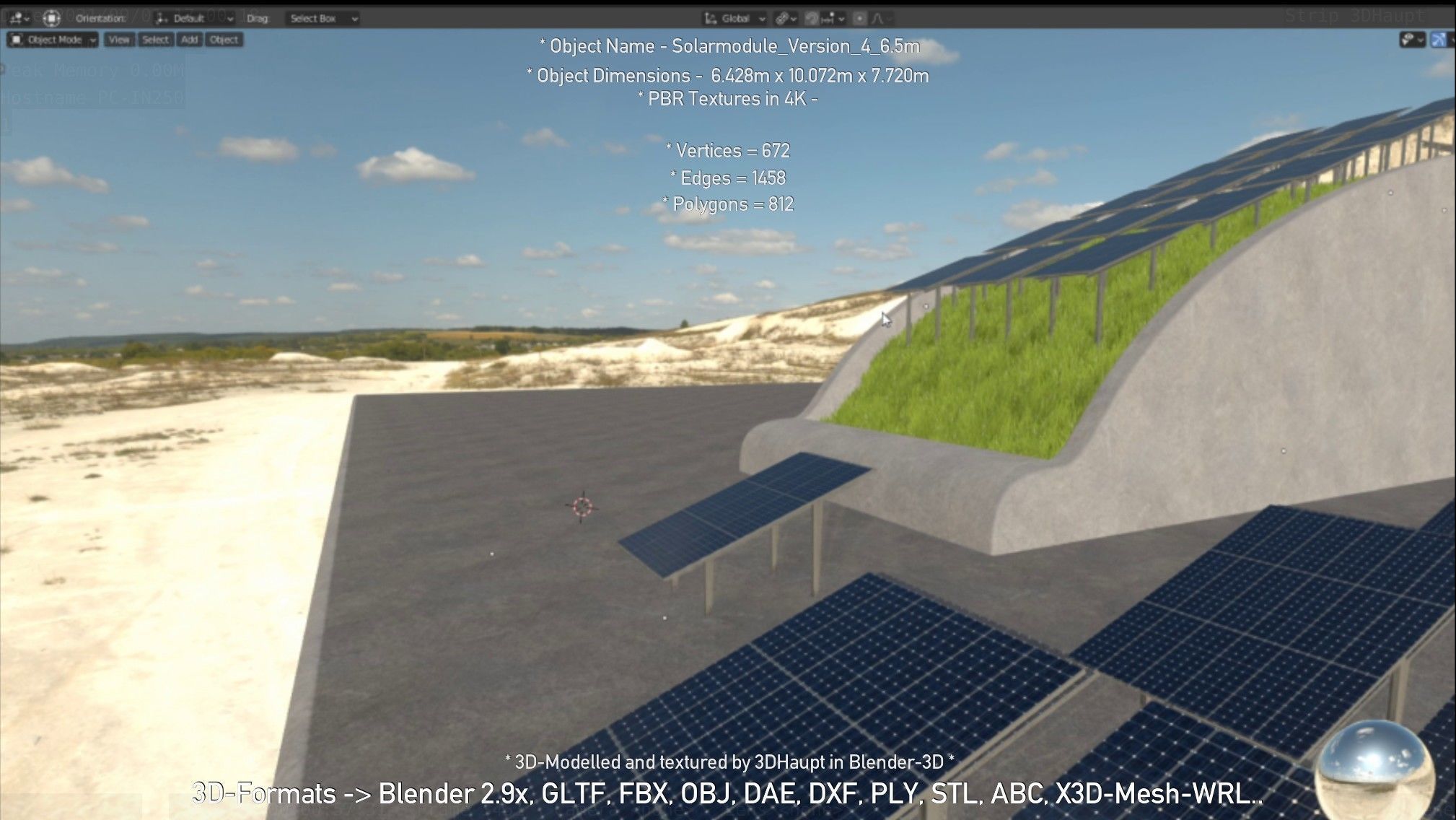 Solarmodule Version 4 - 6500mm Low-poly 3D model_48