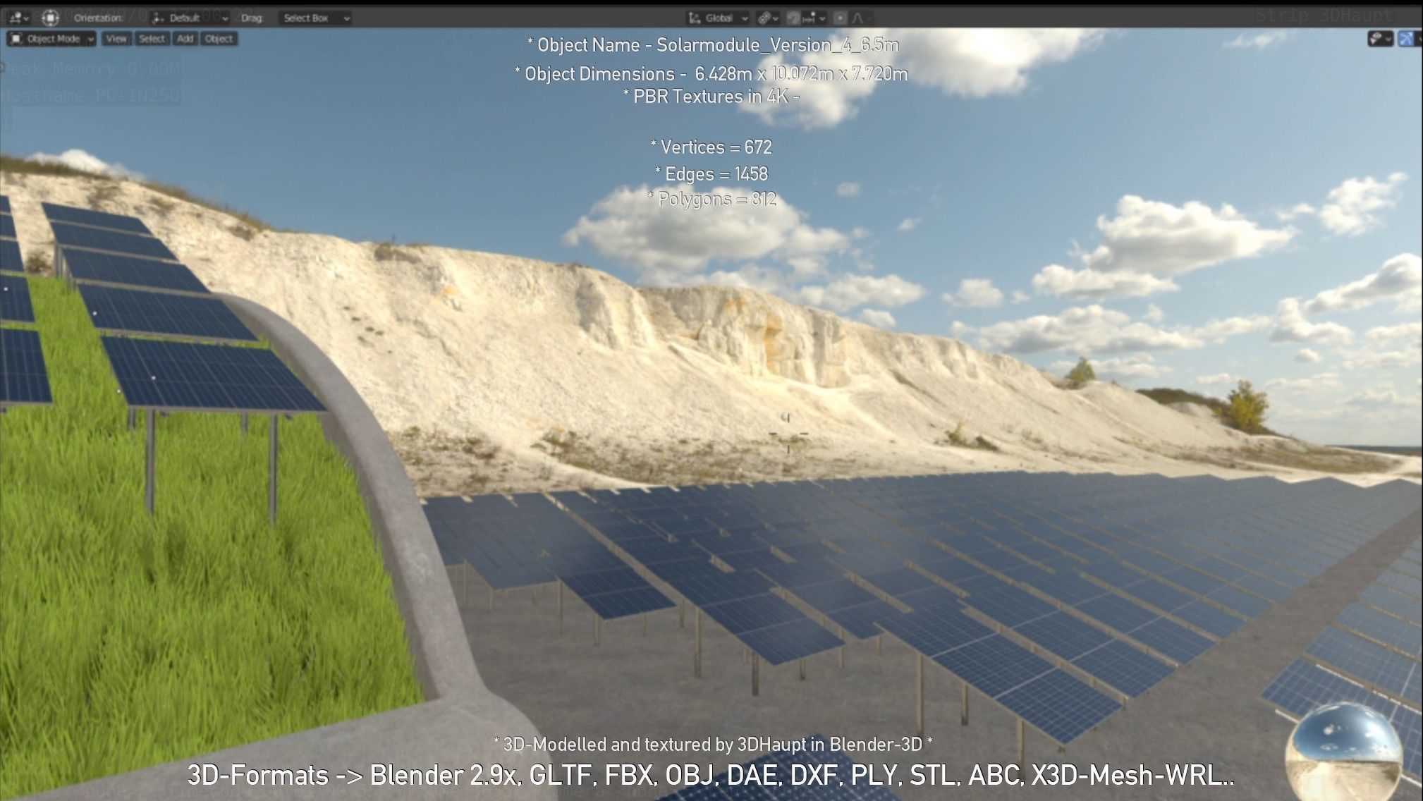 Solarmodule Version 4 - 6500mm Low-poly 3D model_105