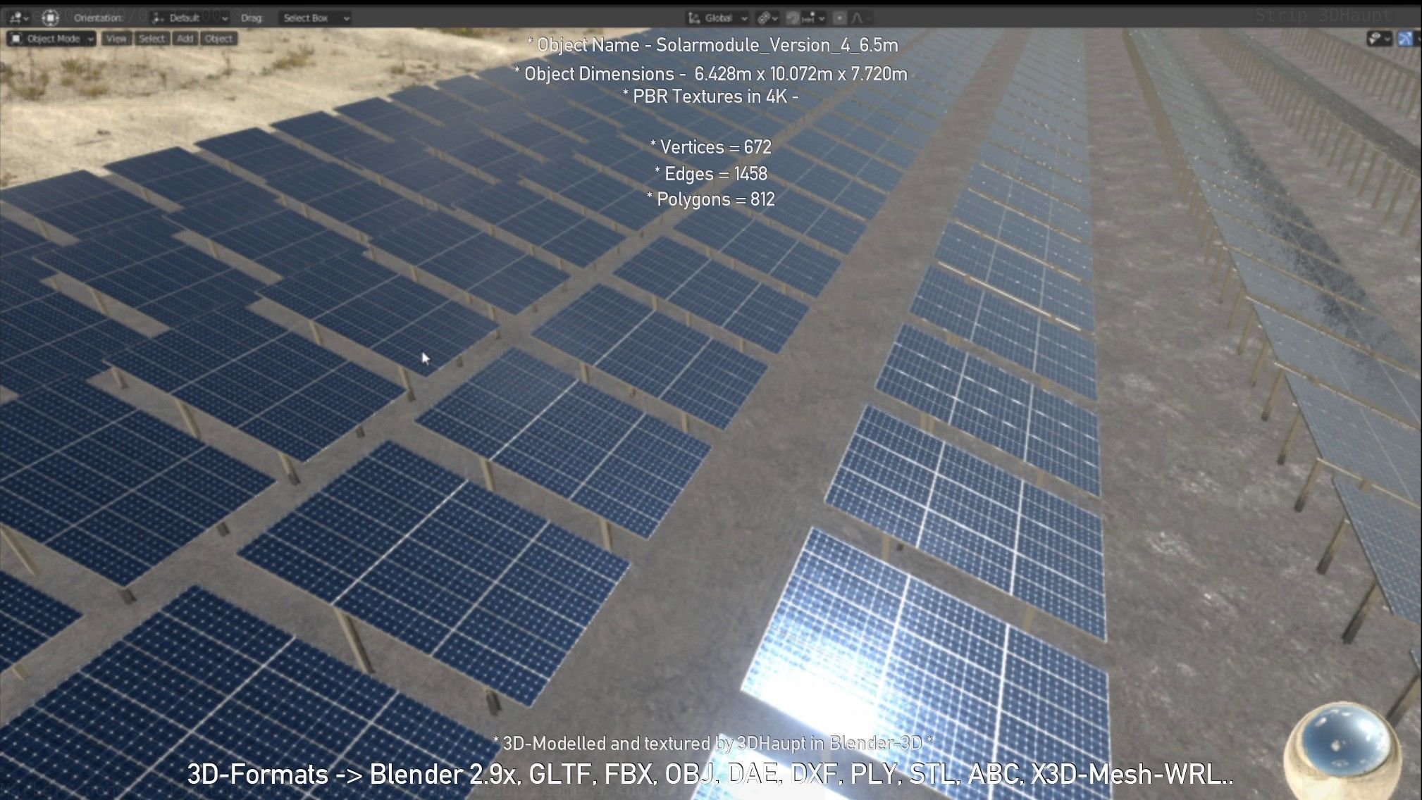 Solarmodule Version 4 - 6500mm Low-poly 3D model_127