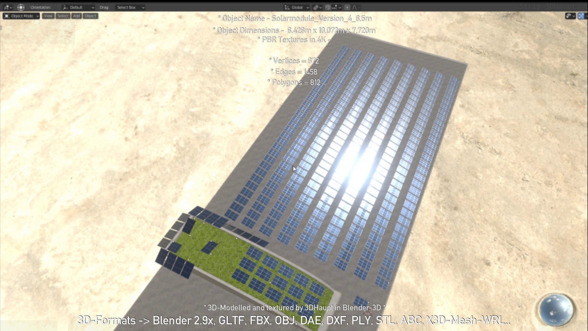 Solarmodule Version 4 - 6500mm Low-poly 3D model_128