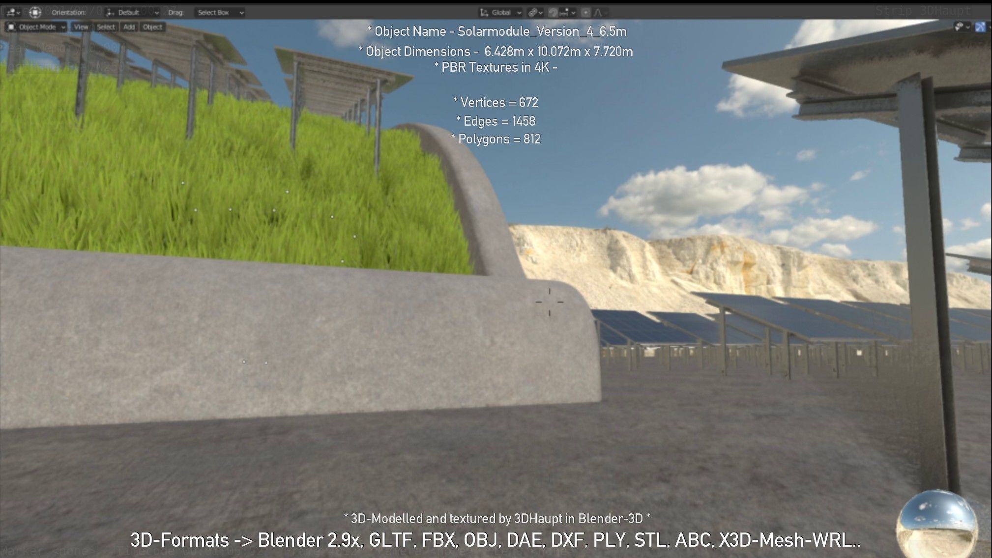 Solarmodule Version 4 - 6500mm Low-poly 3D model_106