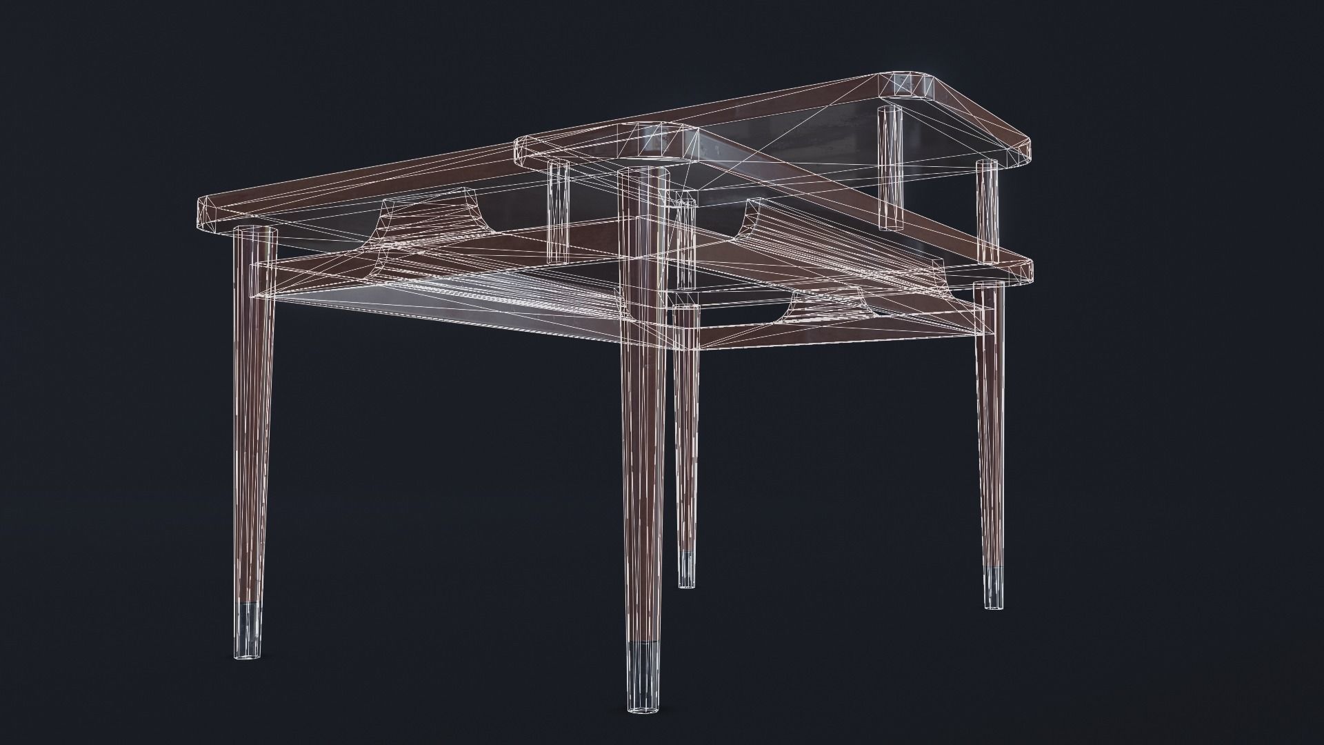 Retro Bedside Table - Lowpoly PBR Low-poly 3D model_12