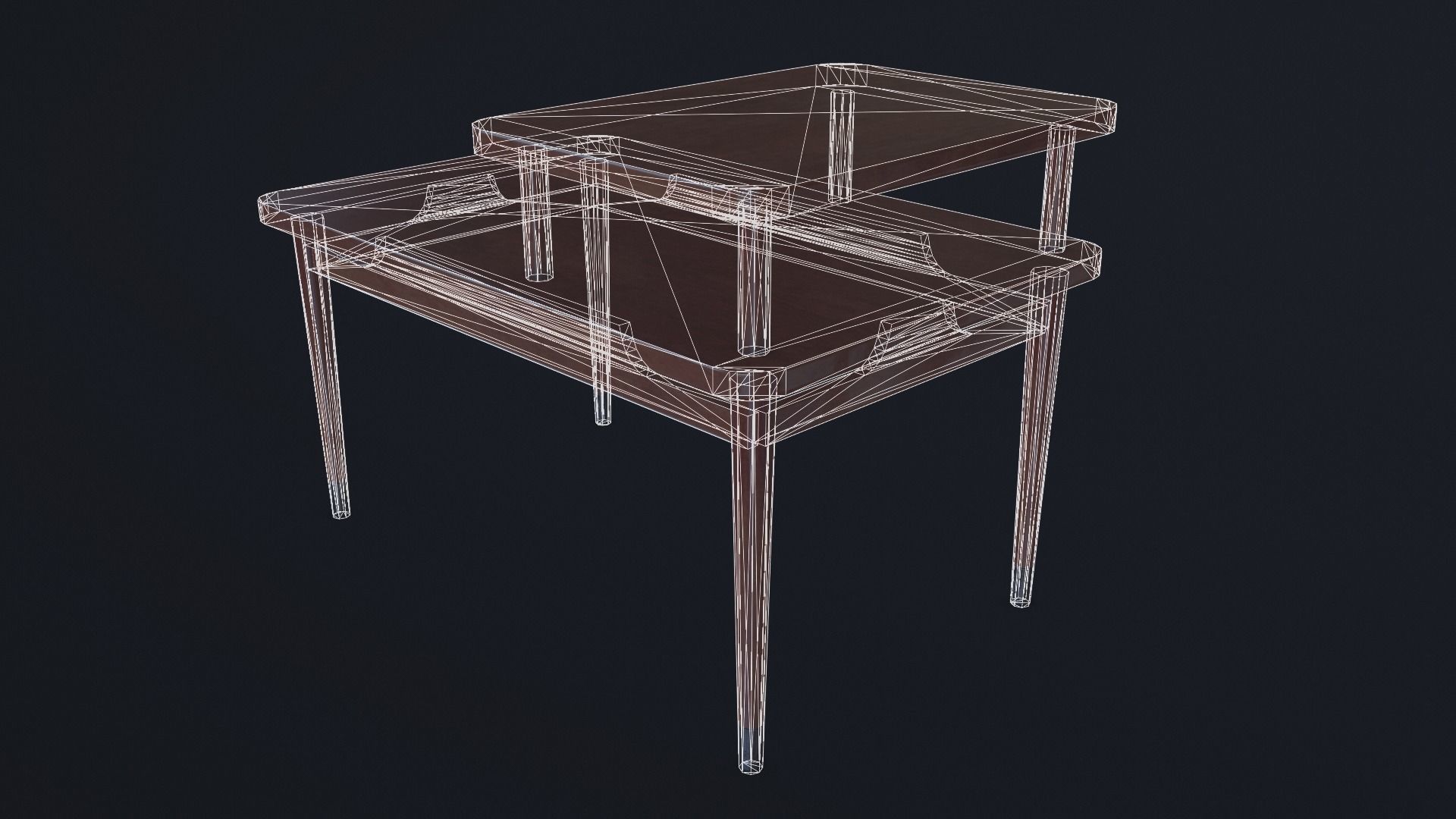 Retro Bedside Table - Lowpoly PBR Low-poly 3D model_6