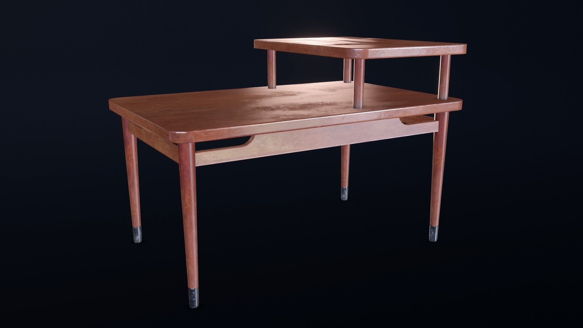 Retro Bedside Table - Lowpoly PBR Low-poly 3D model_1