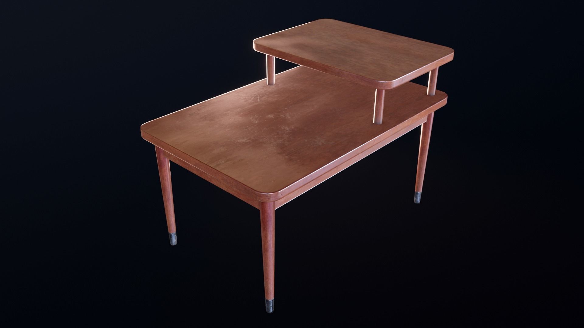 Retro Bedside Table - Lowpoly PBR Low-poly 3D model_16