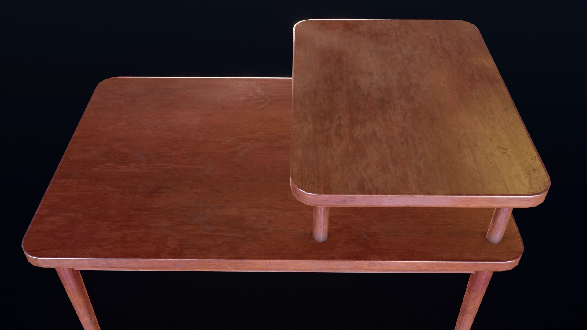 Retro Bedside Table - Lowpoly PBR Low-poly 3D model_13