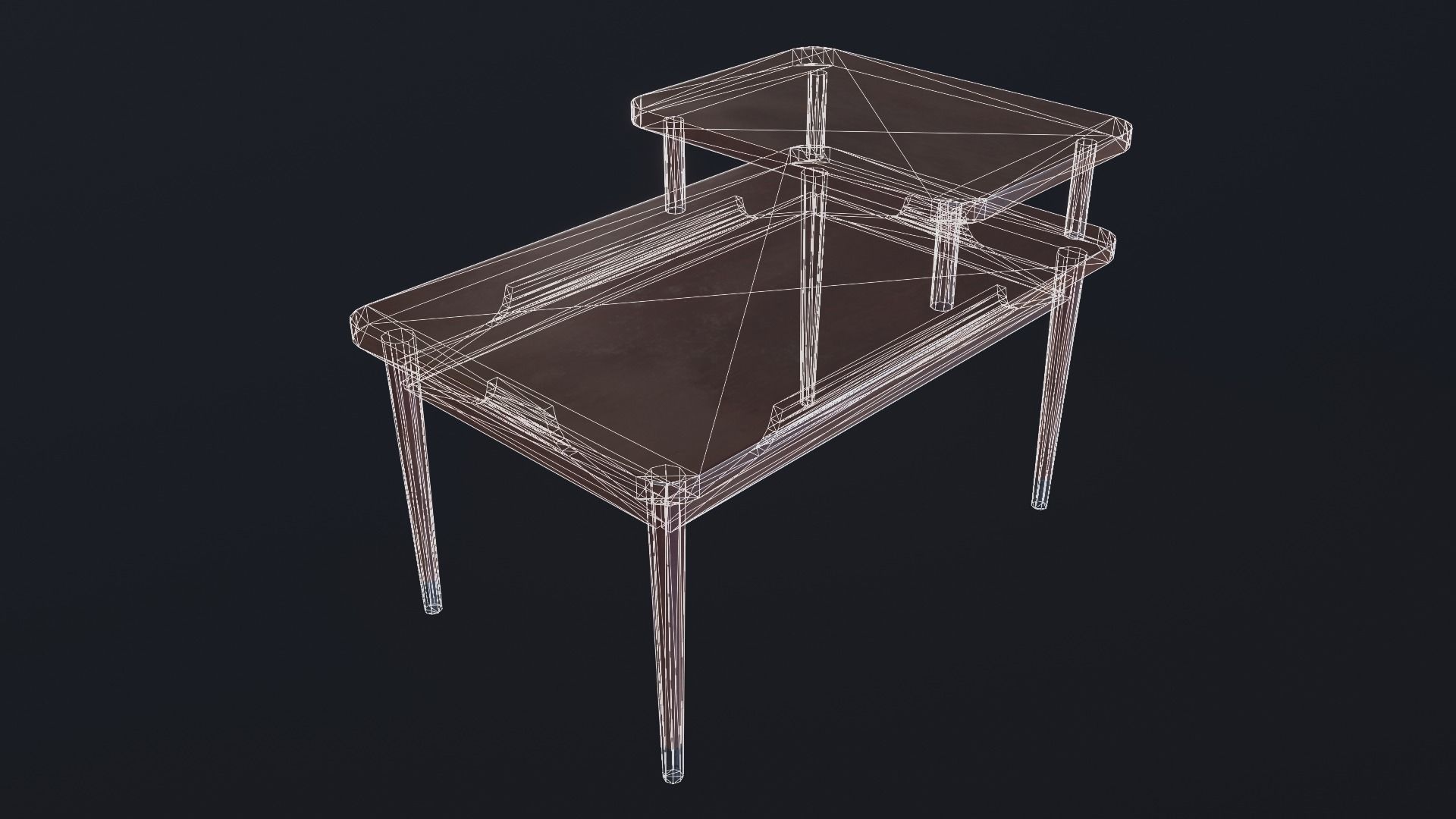 Retro Bedside Table - Lowpoly PBR Low-poly 3D model_18