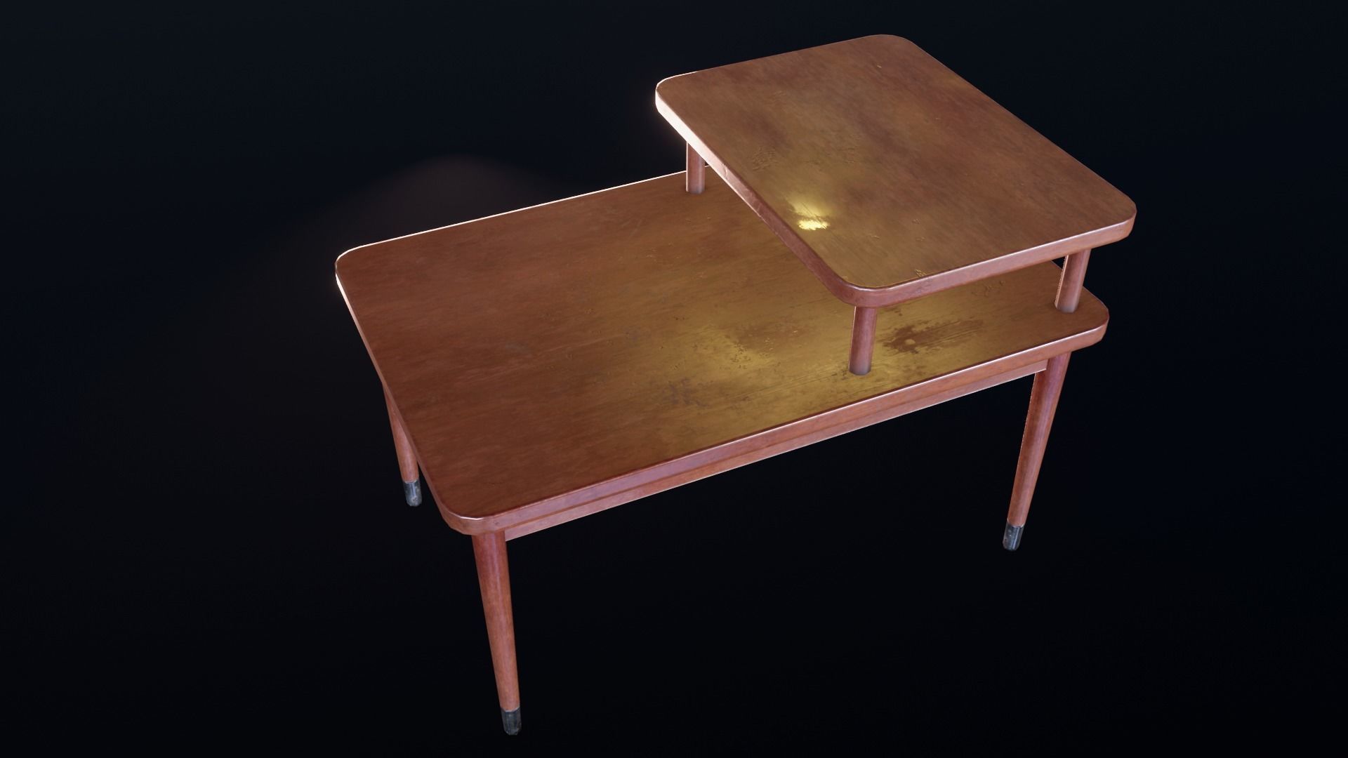 Retro Bedside Table - Lowpoly PBR Low-poly 3D model_7