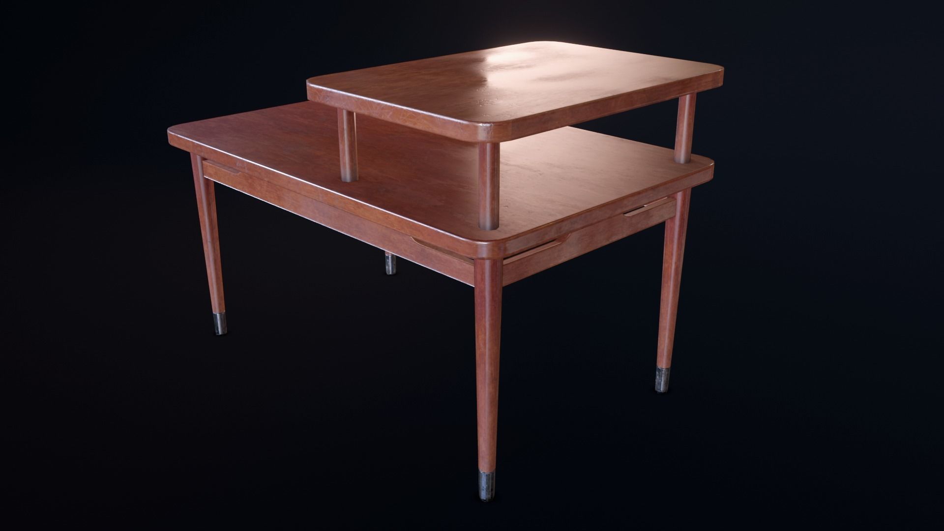 Retro Bedside Table - Lowpoly PBR Low-poly 3D model_4