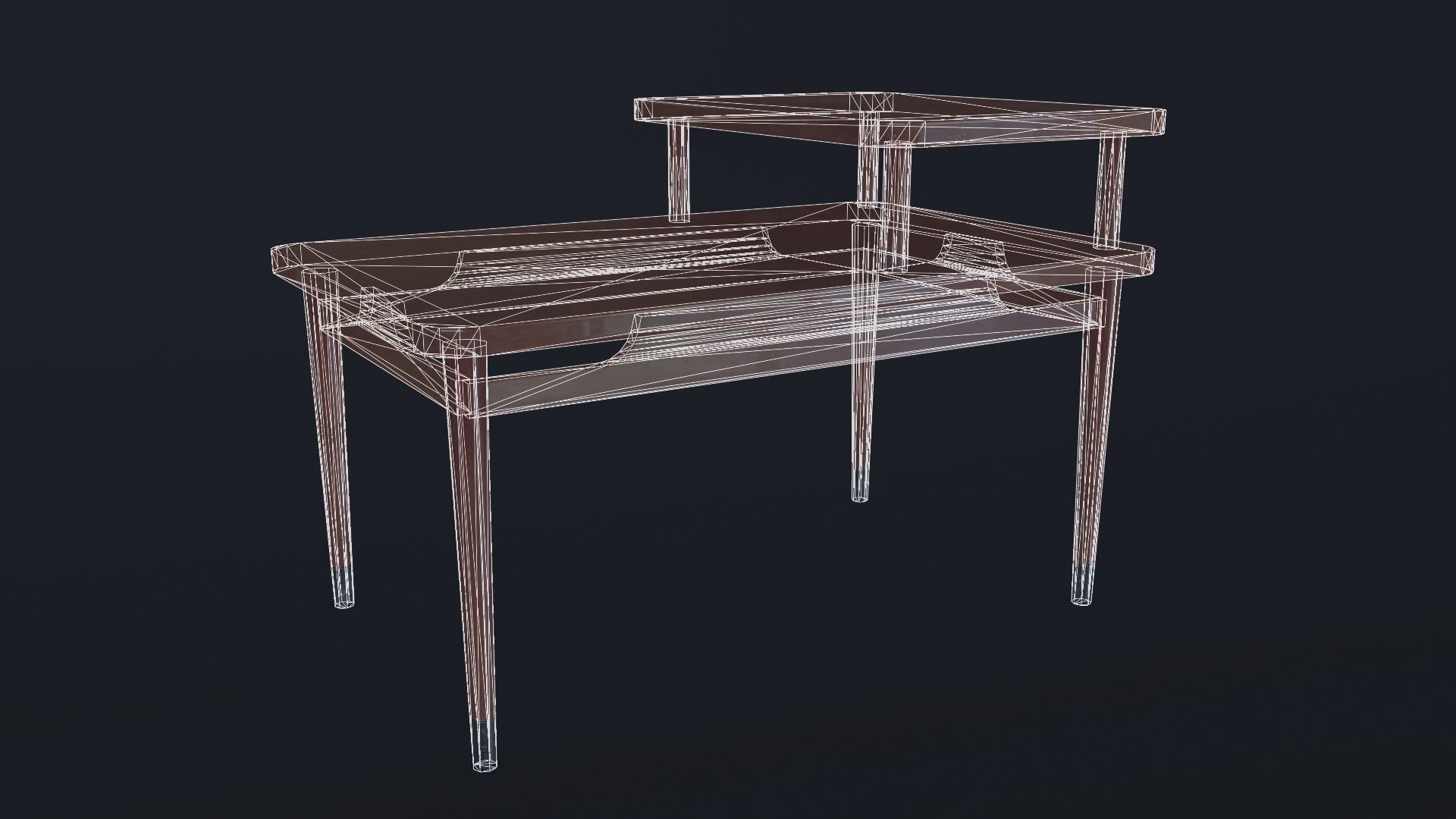 Retro Bedside Table - Lowpoly PBR Low-poly 3D model_3