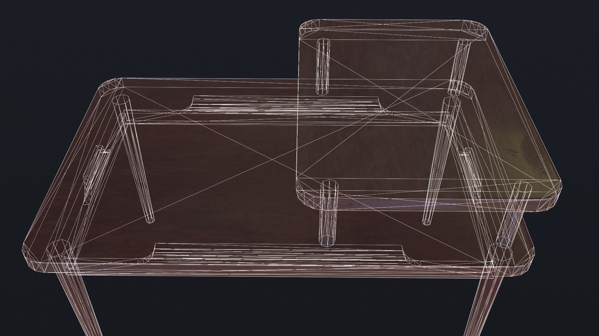 Retro Bedside Table - Lowpoly PBR Low-poly 3D model_15