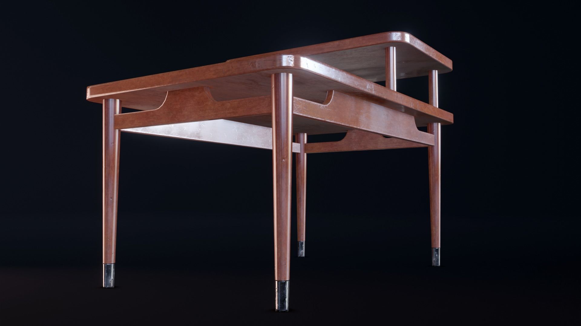 Retro Bedside Table - Lowpoly PBR Low-poly 3D model_10