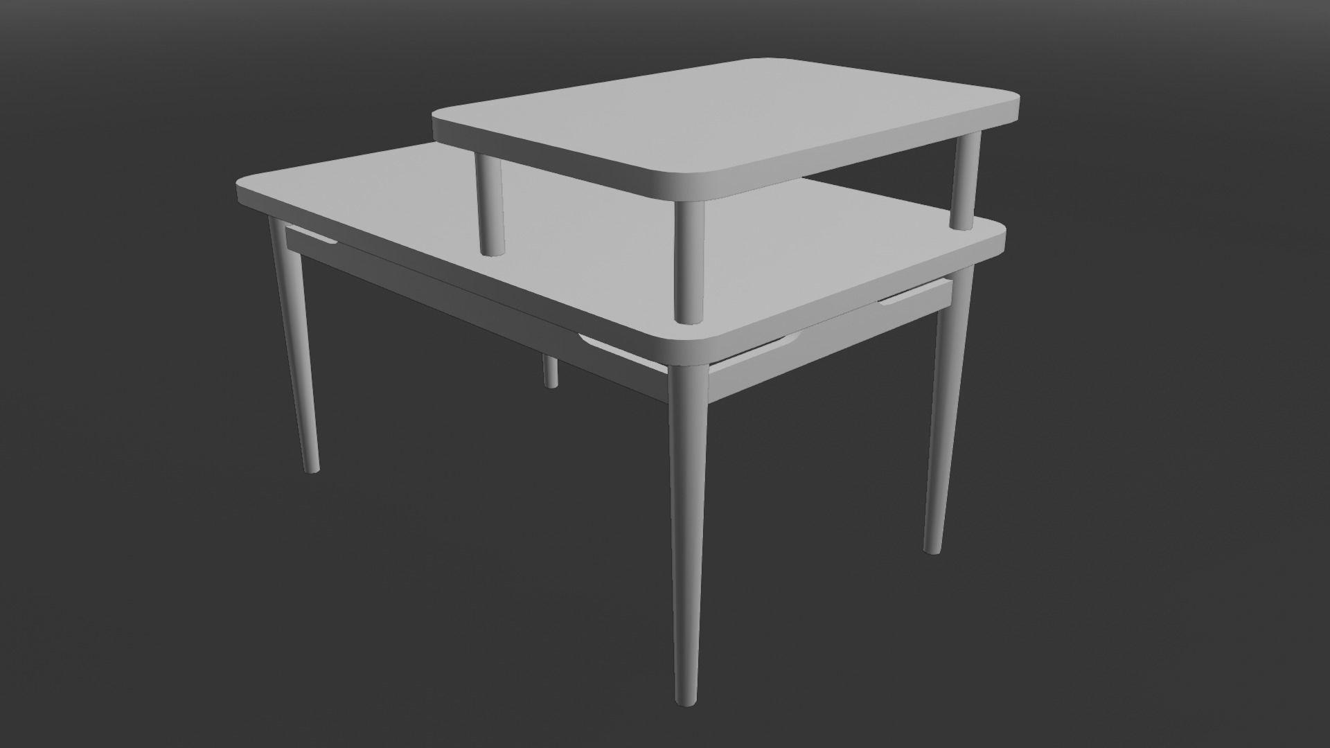 Retro Bedside Table - Lowpoly PBR Low-poly 3D model_5