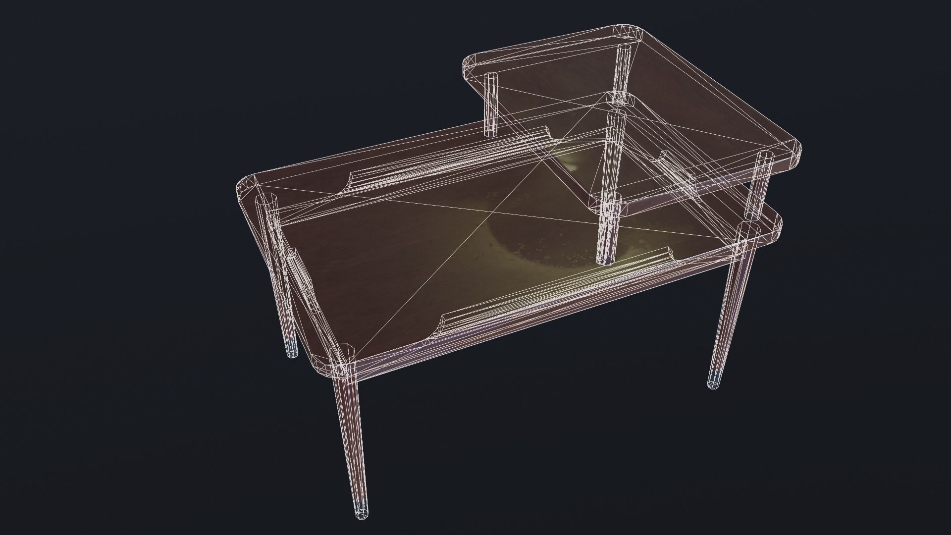 Retro Bedside Table - Lowpoly PBR Low-poly 3D model_9