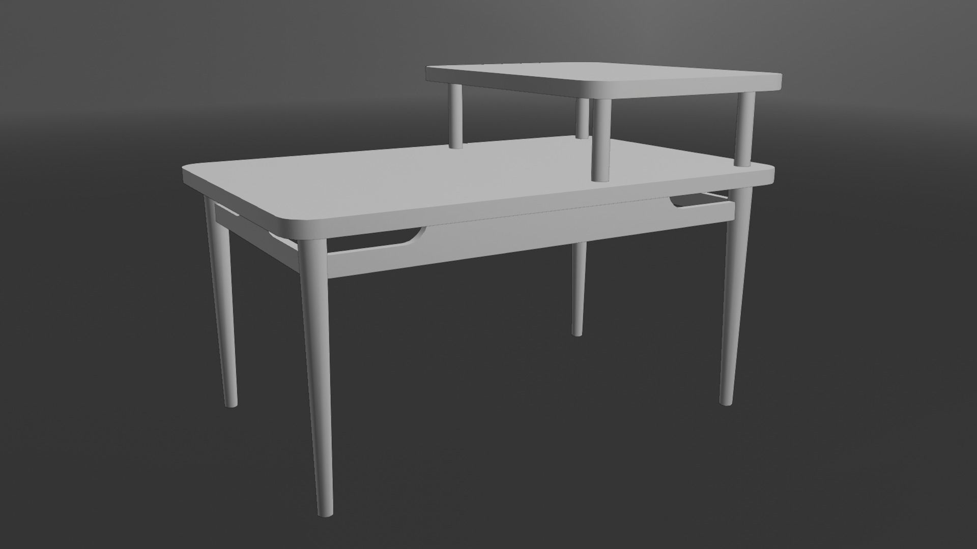 Retro Bedside Table - Lowpoly PBR Low-poly 3D model_2