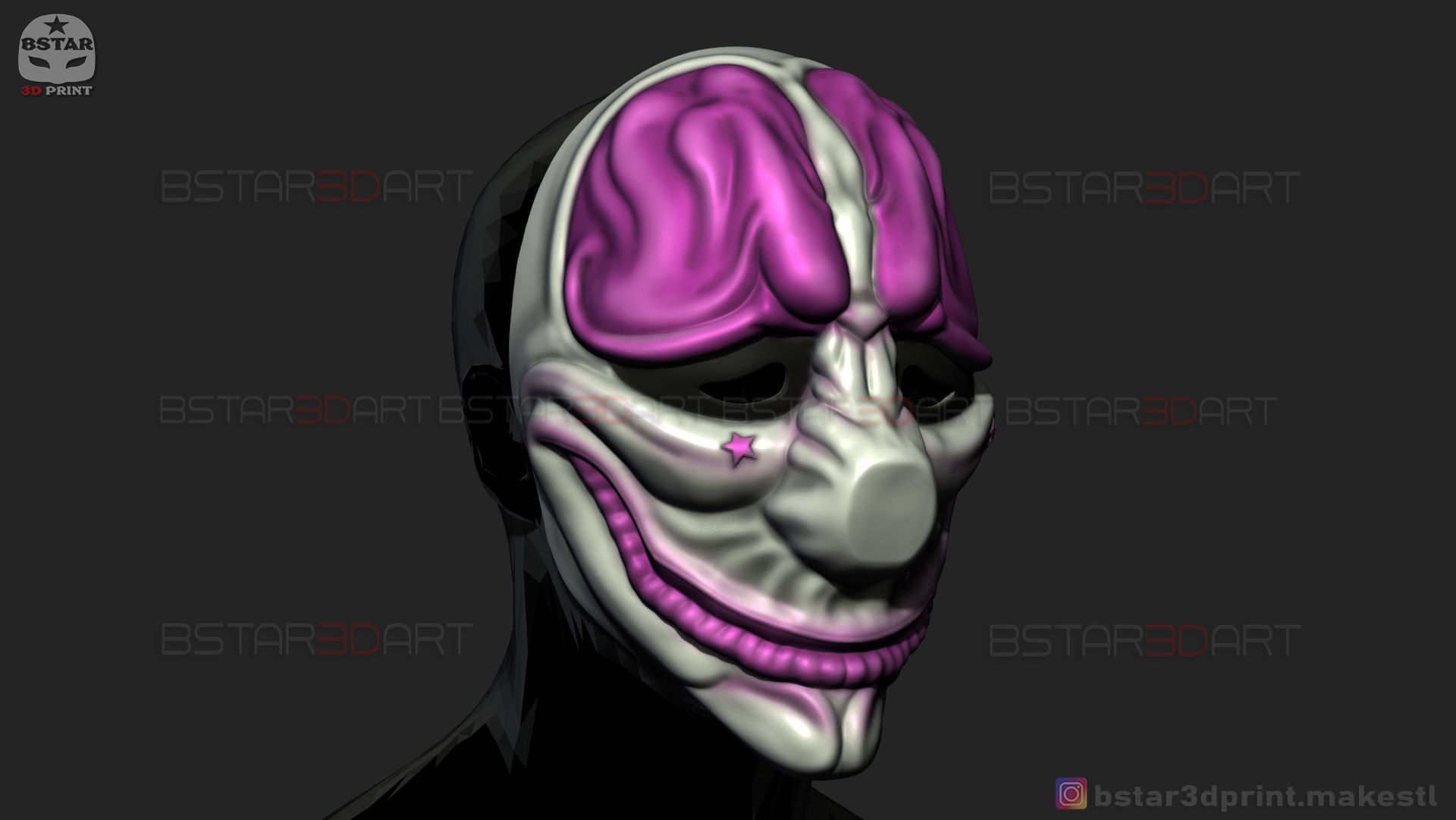 Hoxton Mask - Payday 2 Mask - Halloween Cosplay Mask 3D print model_4