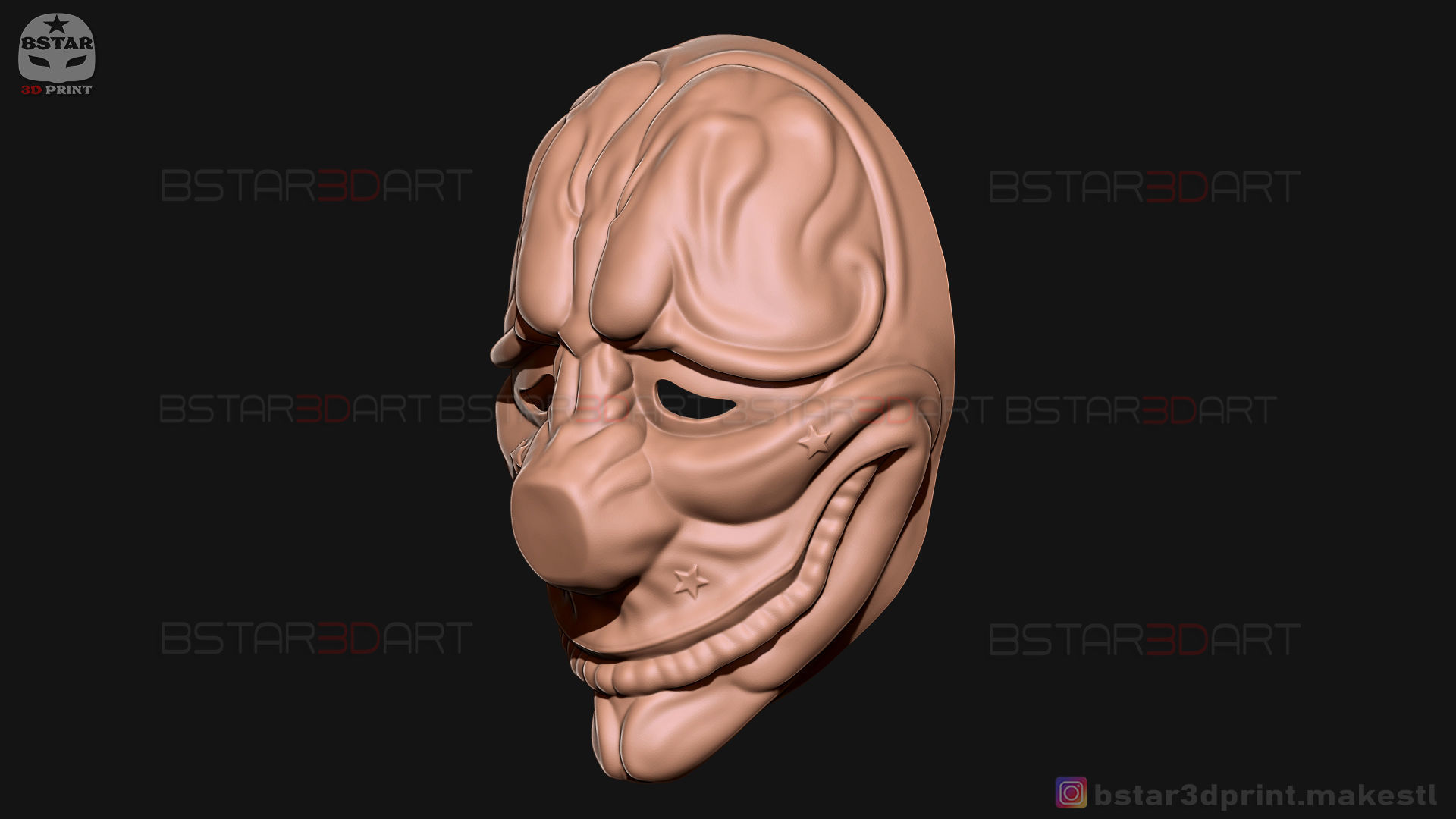 Hoxton Mask - Payday 2 Mask - Halloween Cosplay Mask 3D print model_9