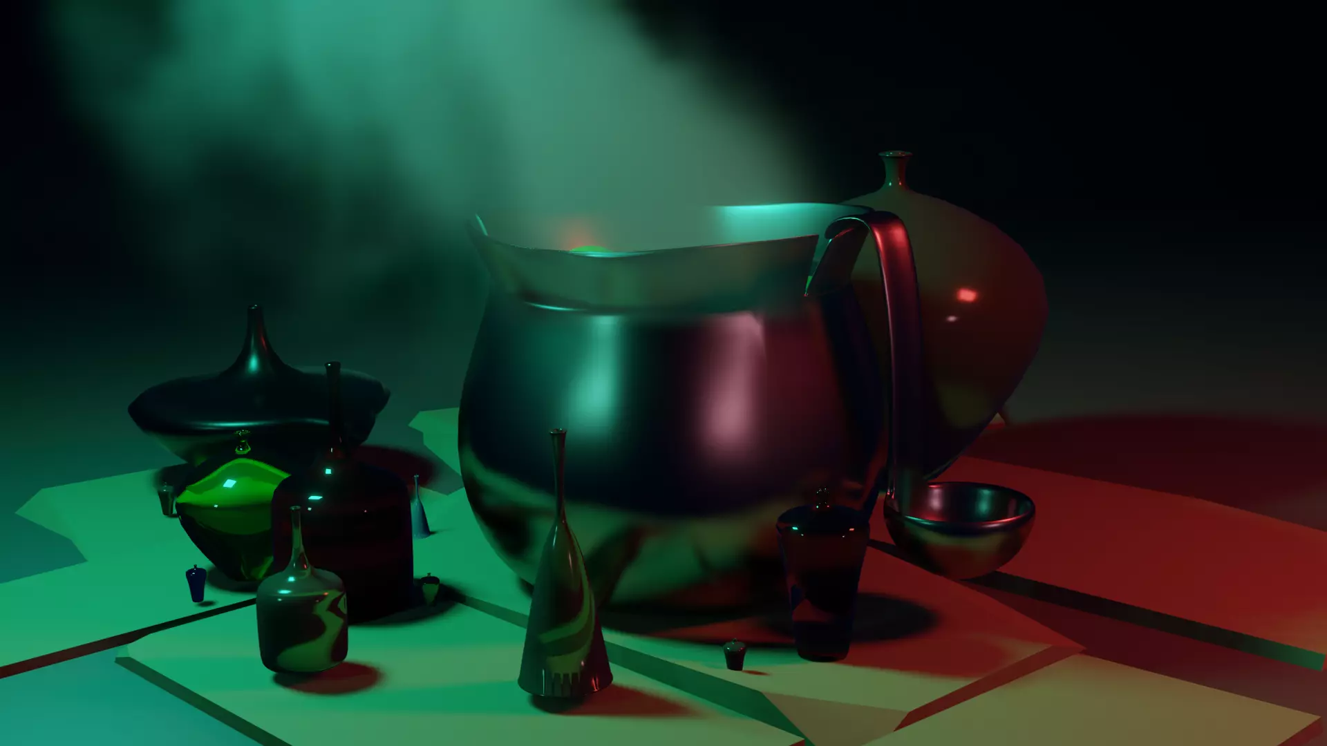 Cauldron with brew Low-poly 3D model_0