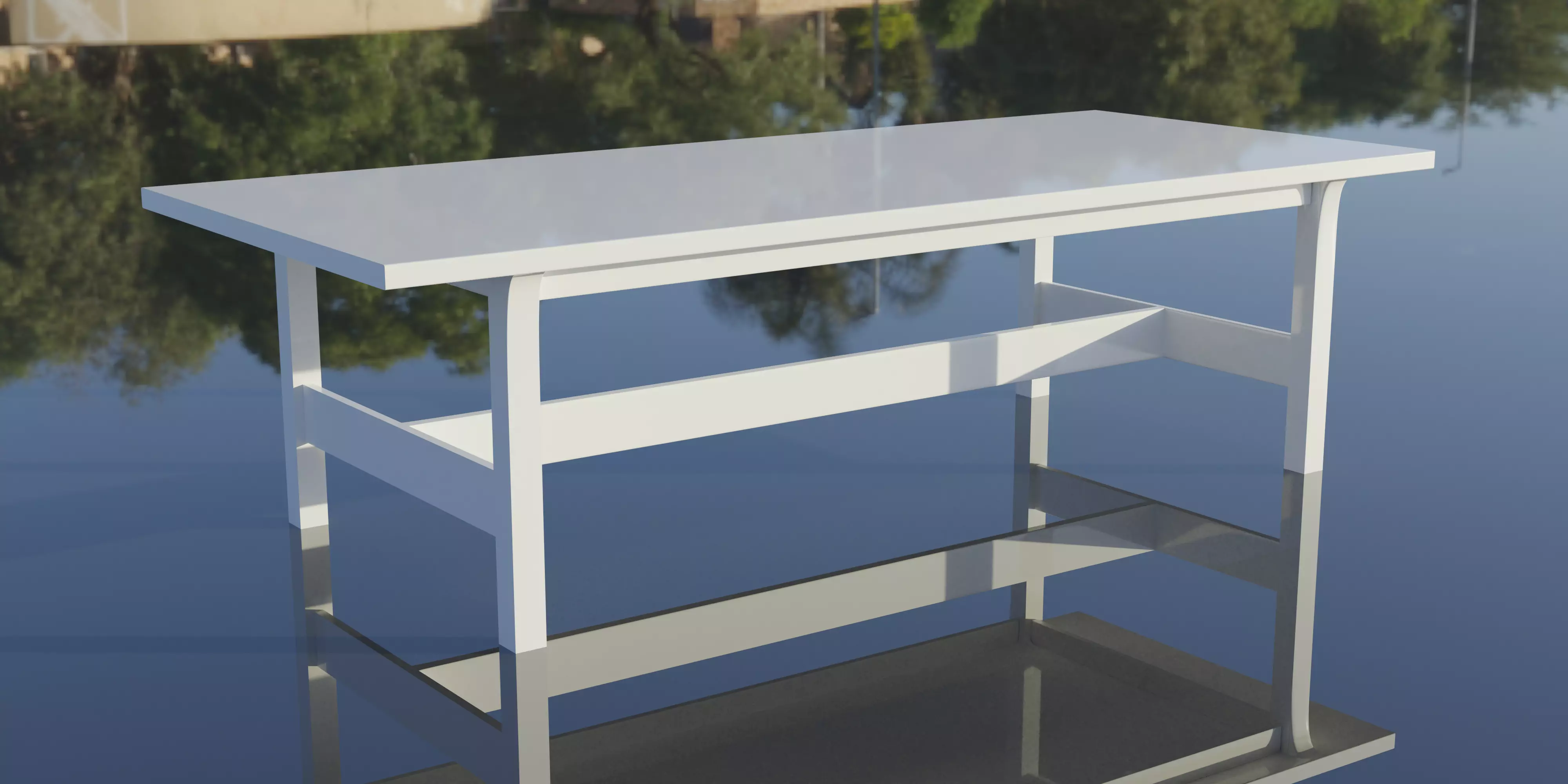 Shiny White Neat Dinner Table Free 3D model