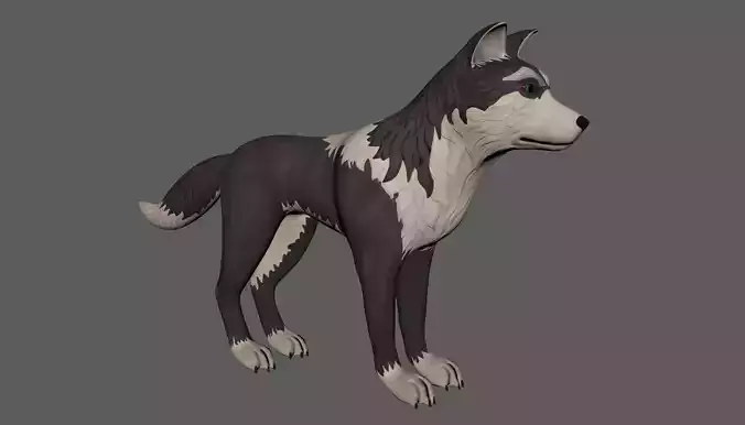 Cartoon wolf Low-poly 3D model