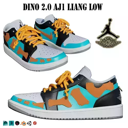 DINO 2 Air Jordan 1 LIANG LOW Shoes PBR  Low-poly 3D model