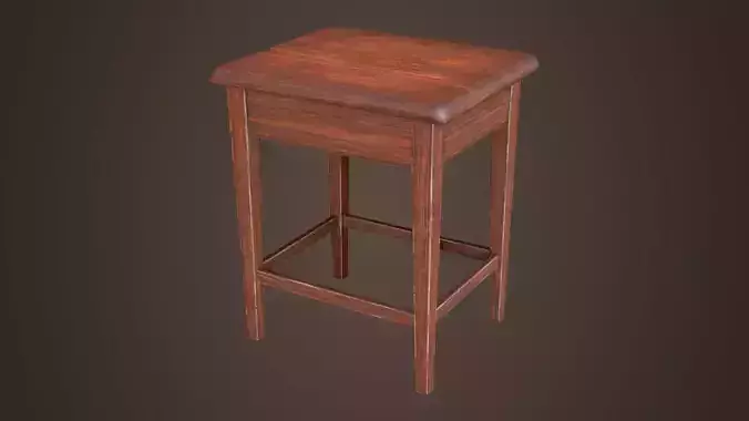 Old vintage simple stool Low-poly 3D model