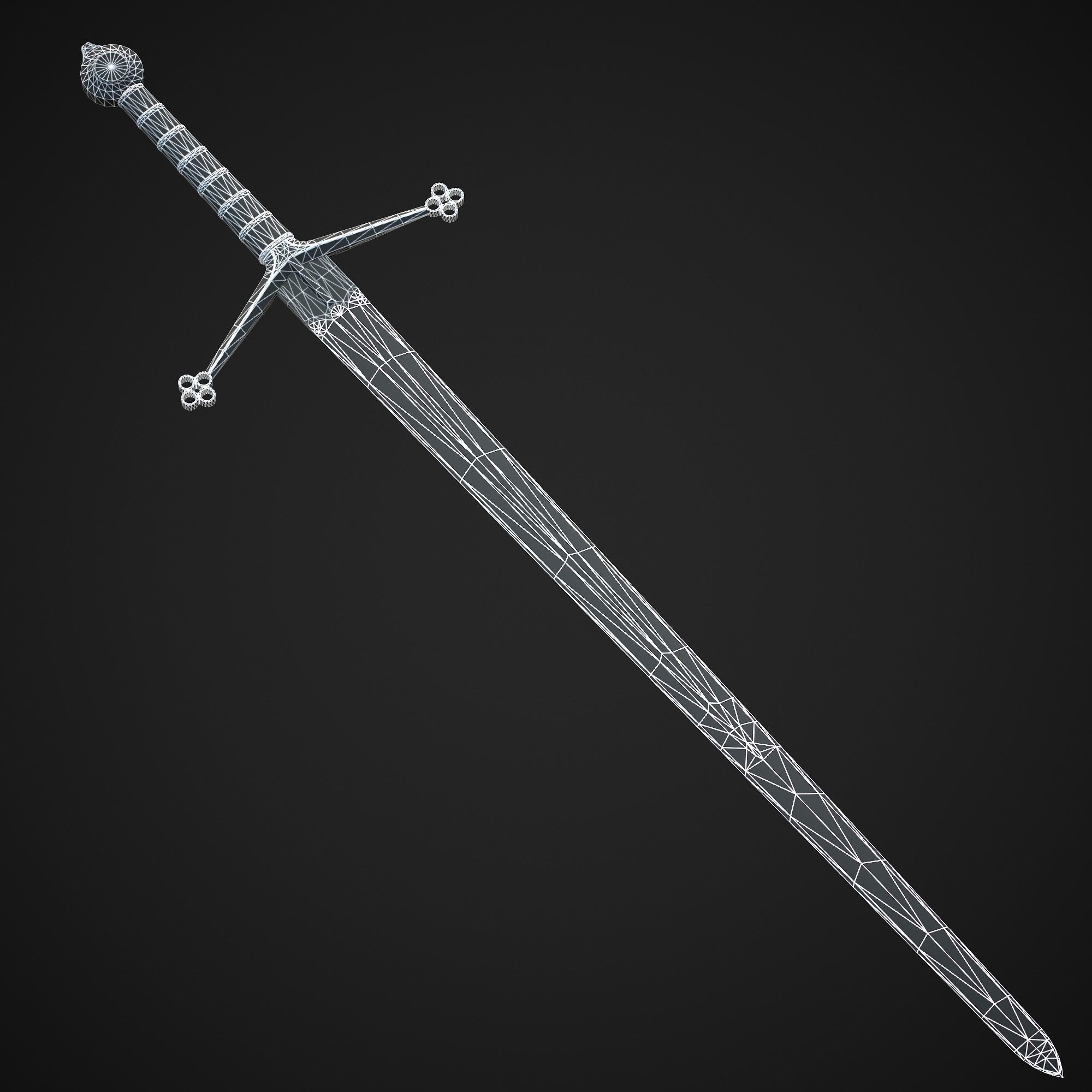 Claymore Sword Low-poly 3D model_8