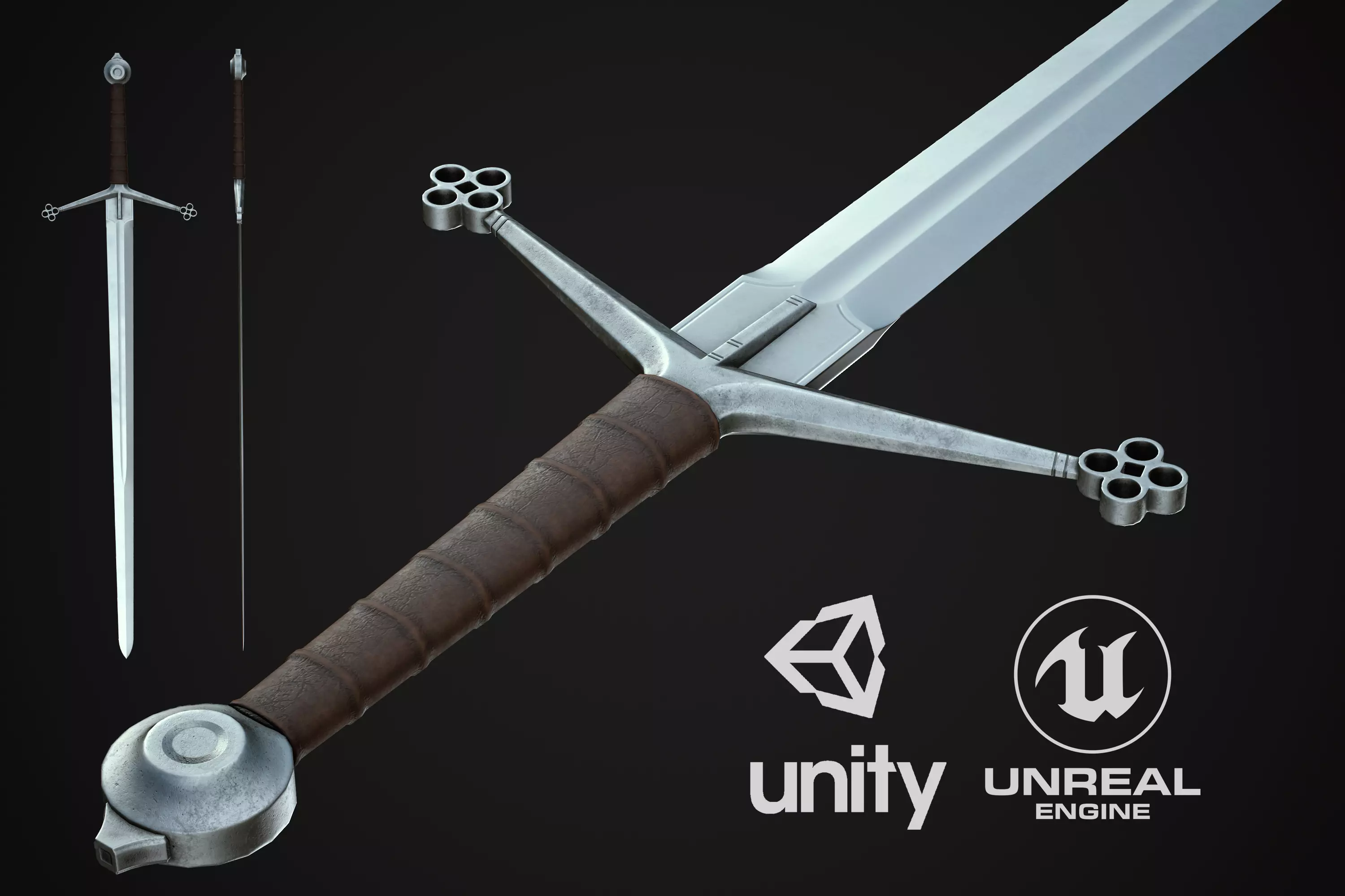 Claymore Sword Low-poly 3D model_0