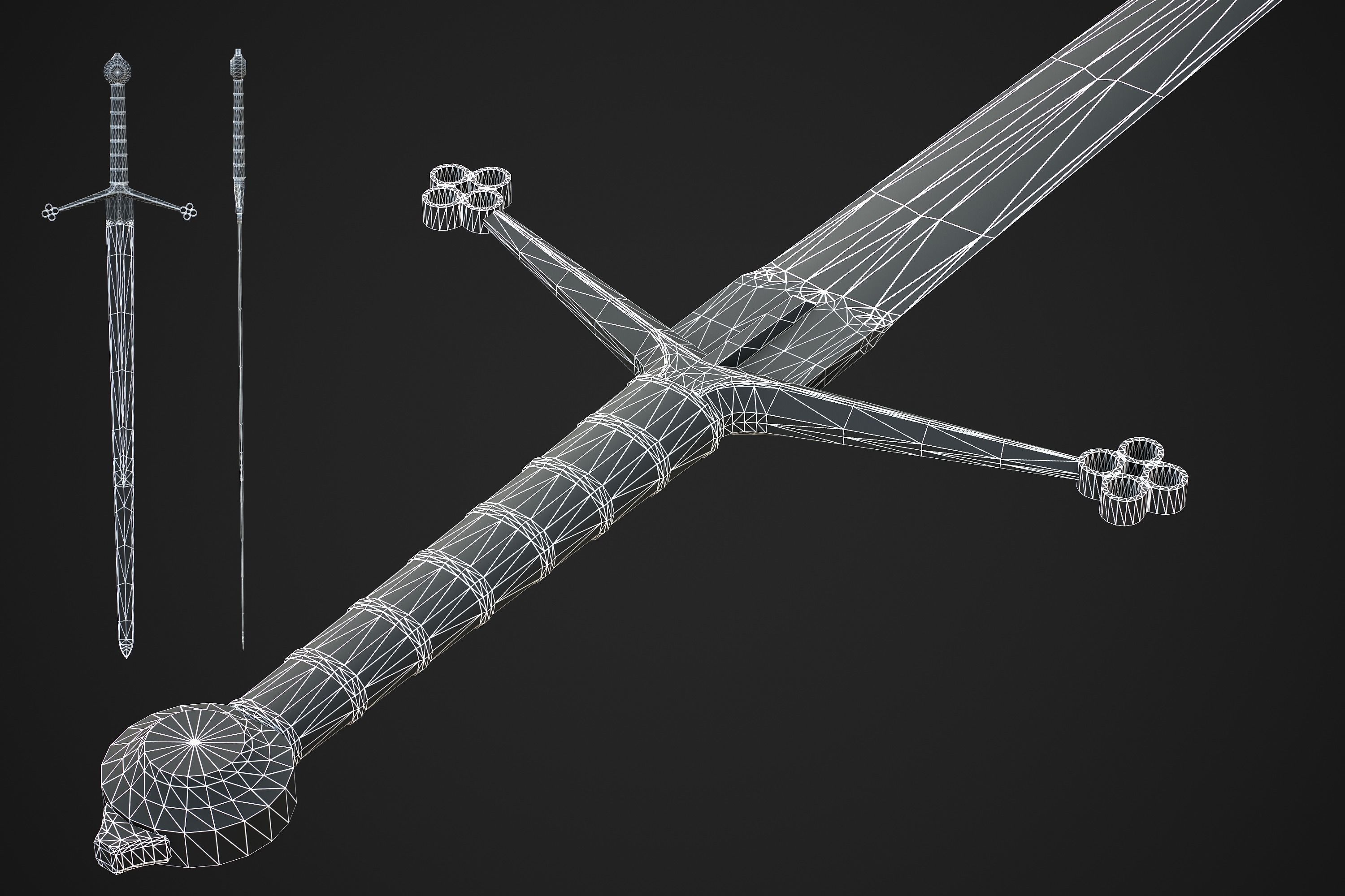 Claymore Sword Low-poly 3D model_4