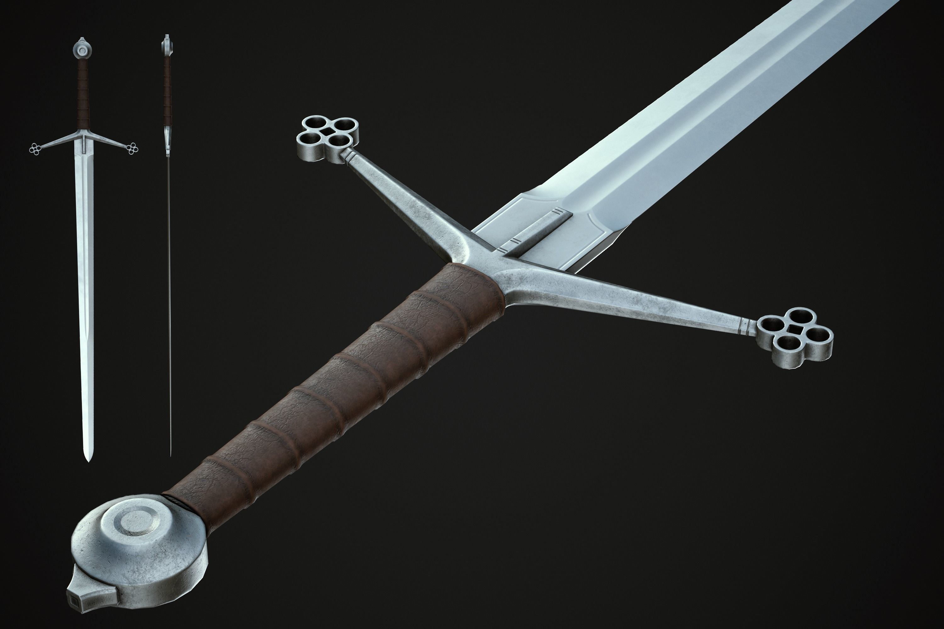 Claymore Sword Low-poly 3D model_3