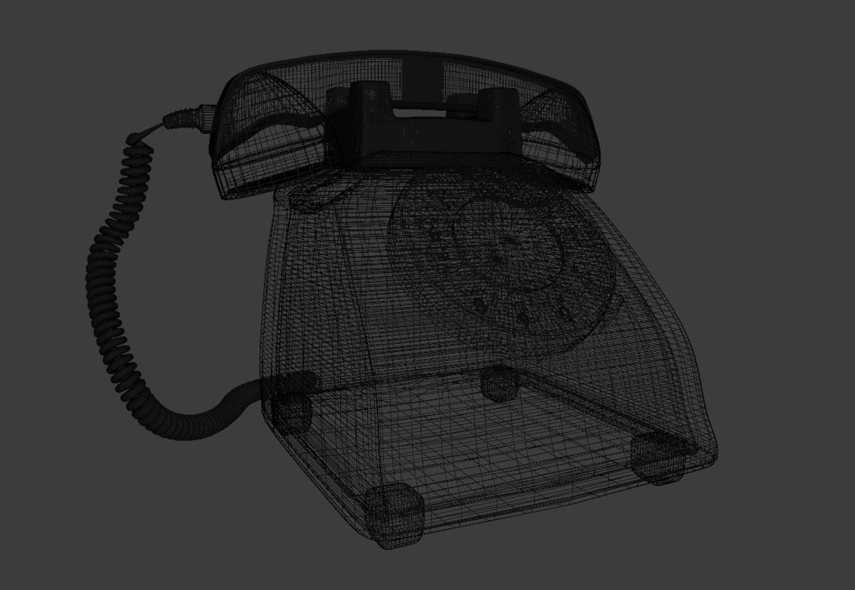 Telephone vintage Low-poly 3D model_9