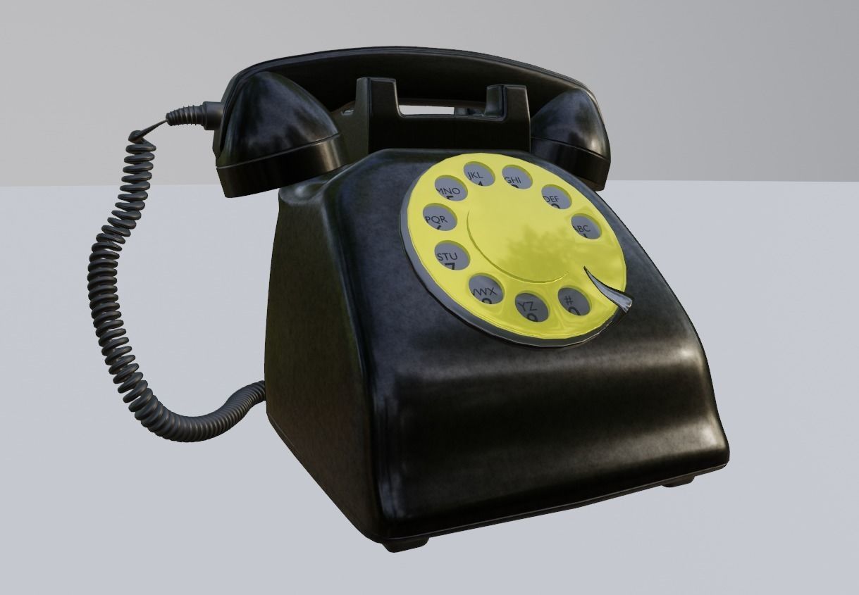 Telephone vintage Low-poly 3D model_10