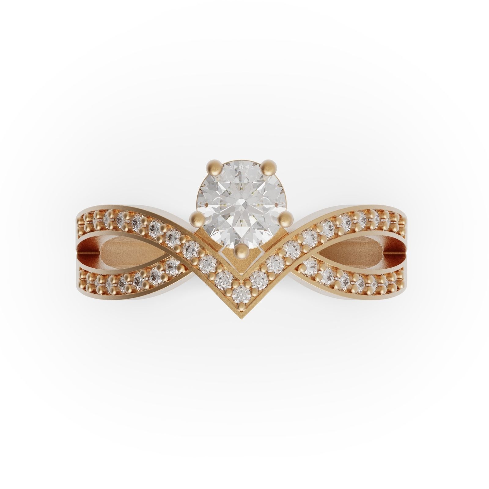 Diamond ring round 3D print model_2