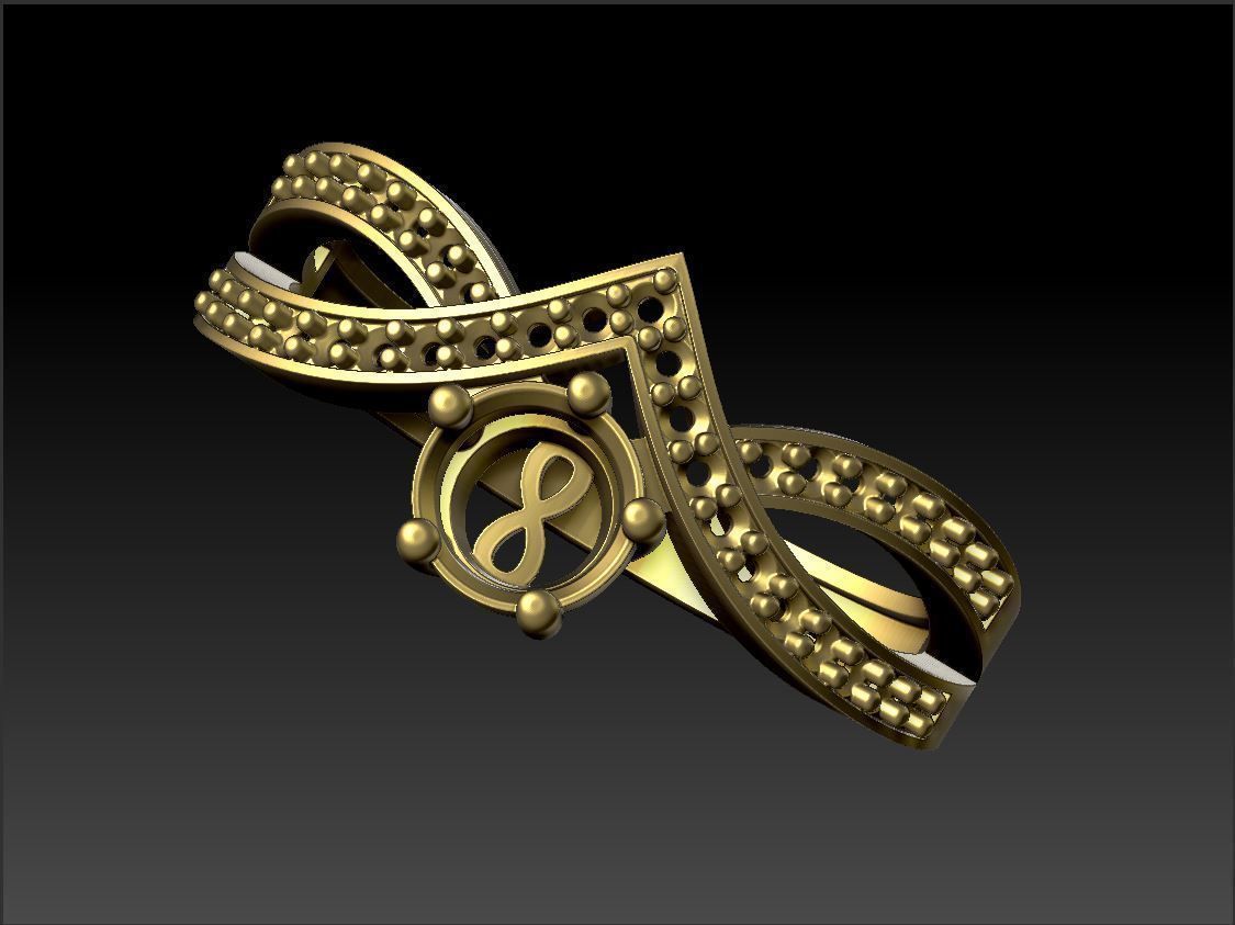 Diamond ring round 3D print model_15