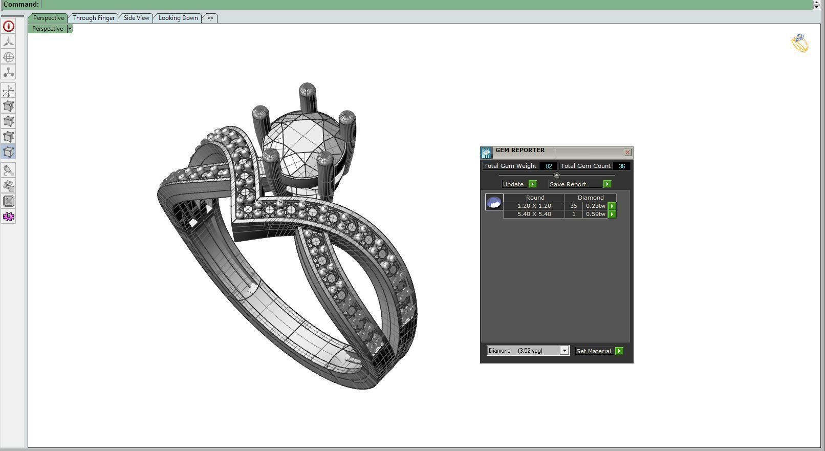 Diamond ring round 3D print model_16