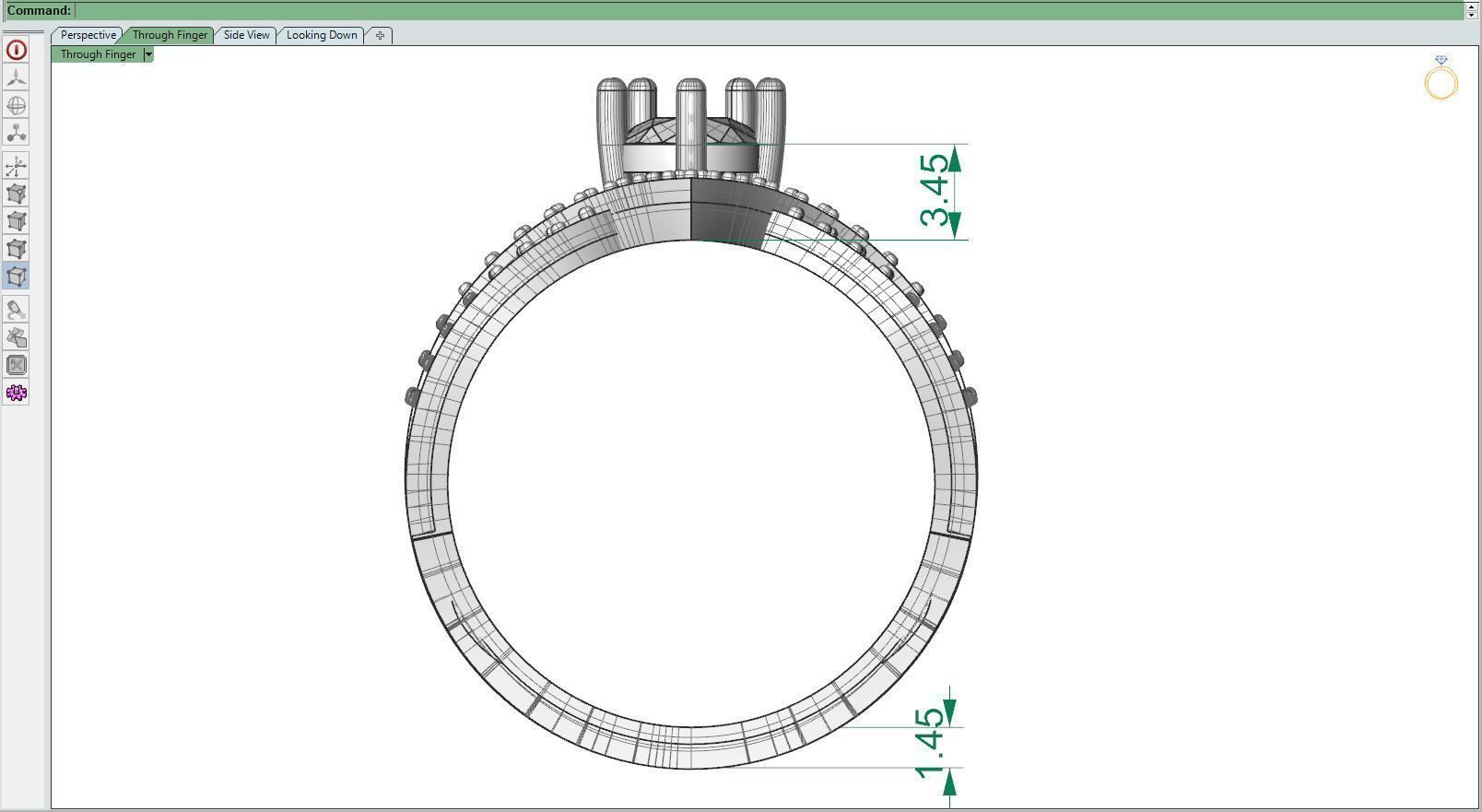 Diamond ring round 3D print model_10